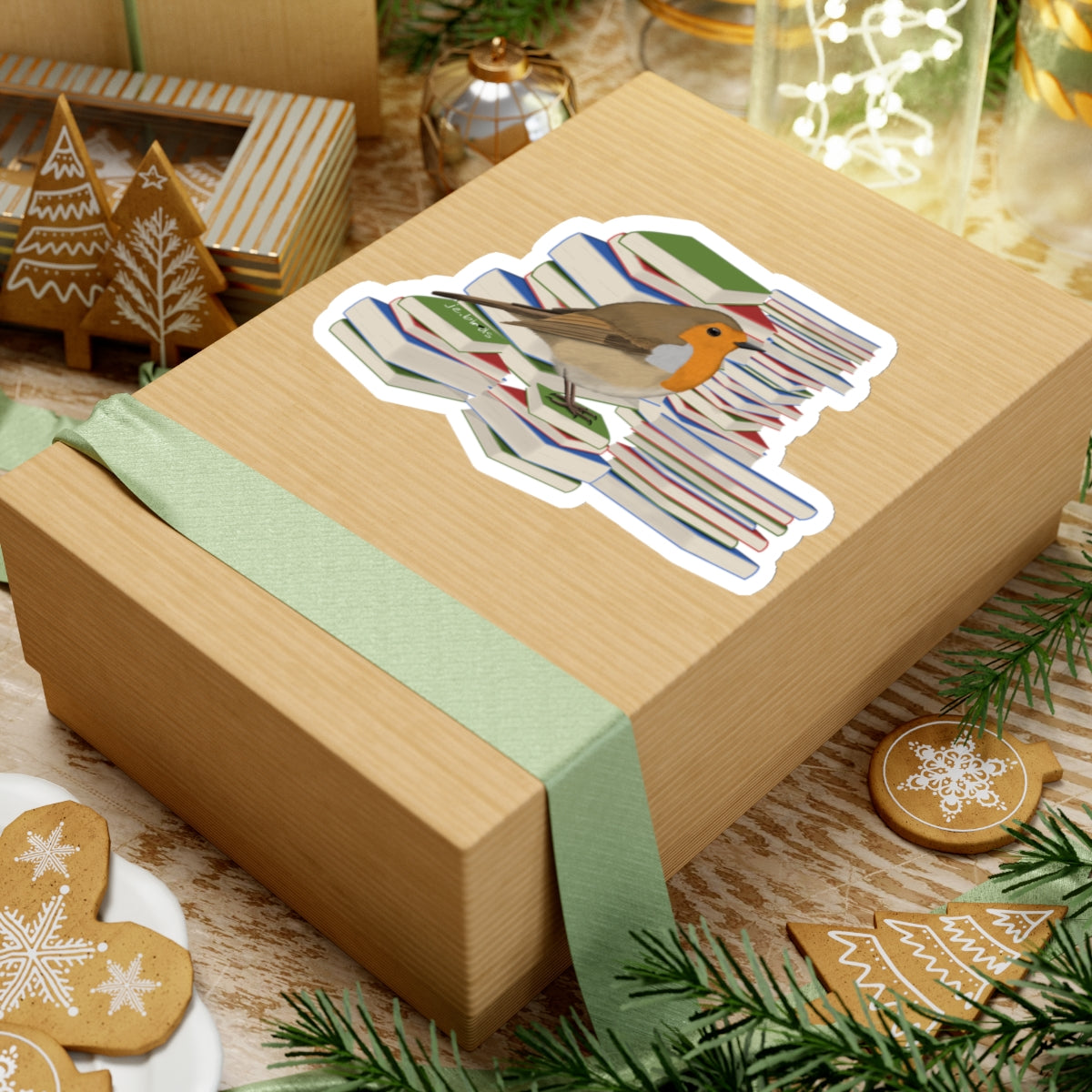 Robin Bird and Books Birdlover Bookworm Sticker