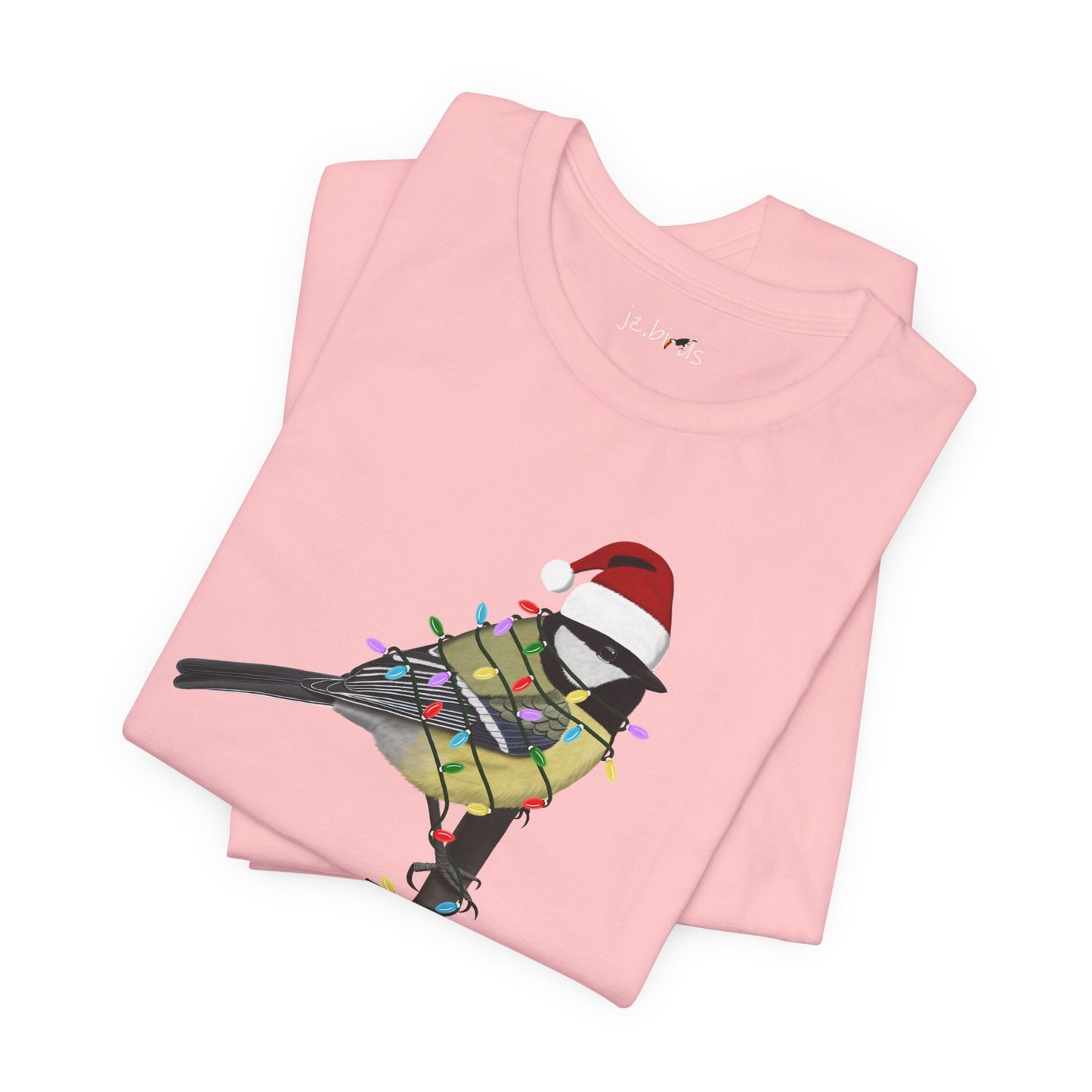 Chickadee with Fairy Lights Christmas Bird T-Shirt