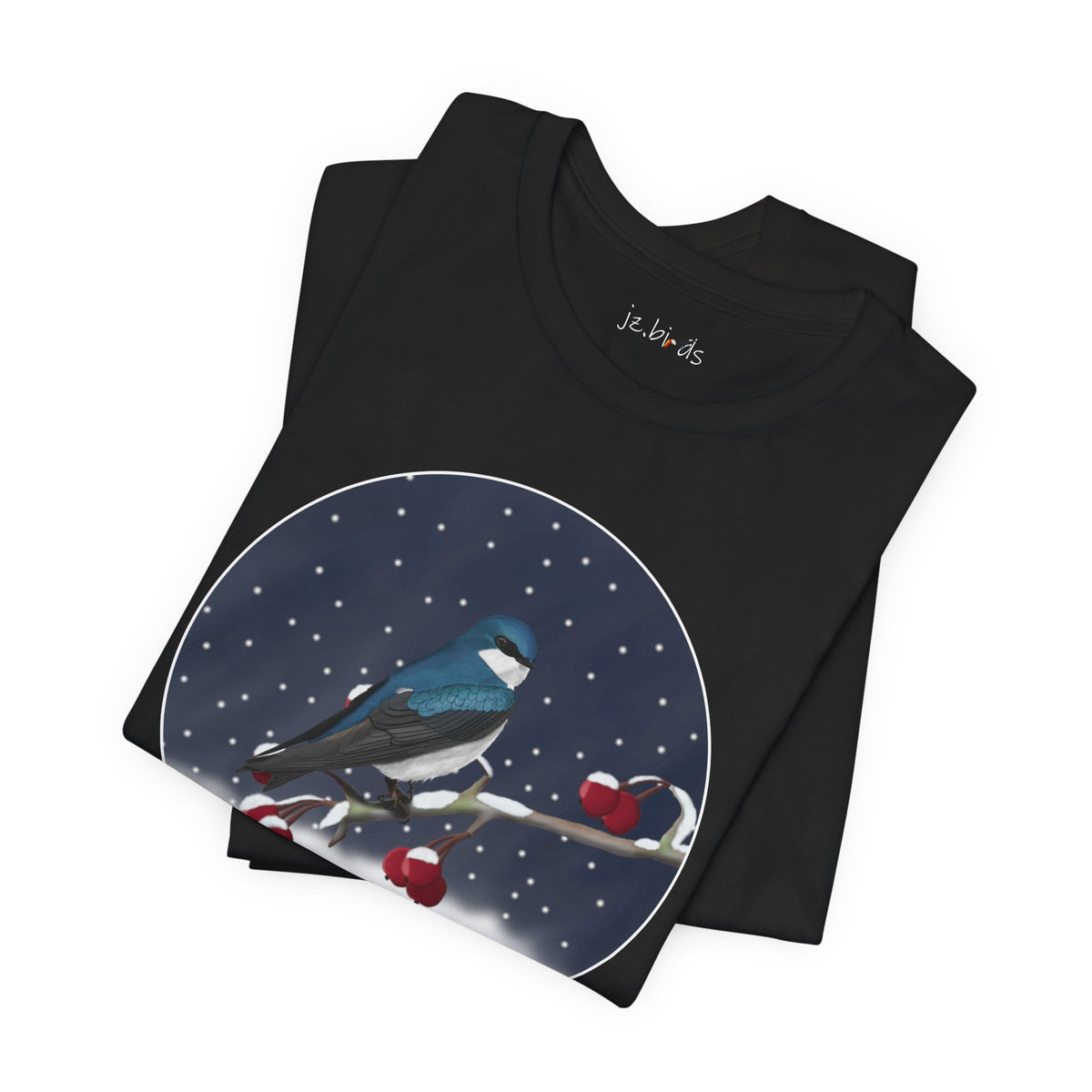 Tree Swallow on a Winter Branch Birdwatcher Christmas Bird T-Shirt
