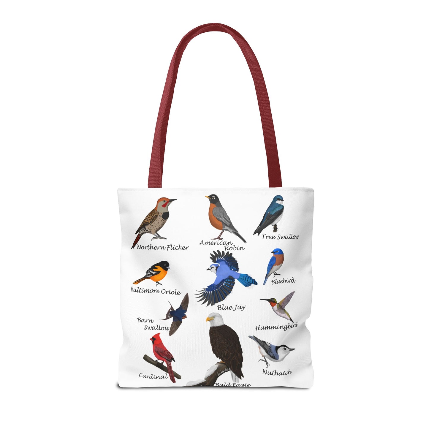 Backyard Birds Tote Bag 16"x16" Blue Jay Cardinal Bluebird Hummingbird for Bird Lovers