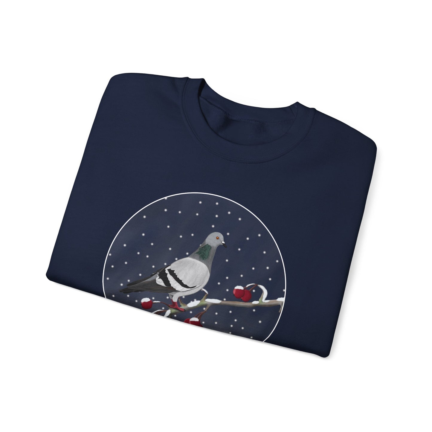 Pigeon on a Winter Branch Birdwatcher Christmas Bird Sweatshirt