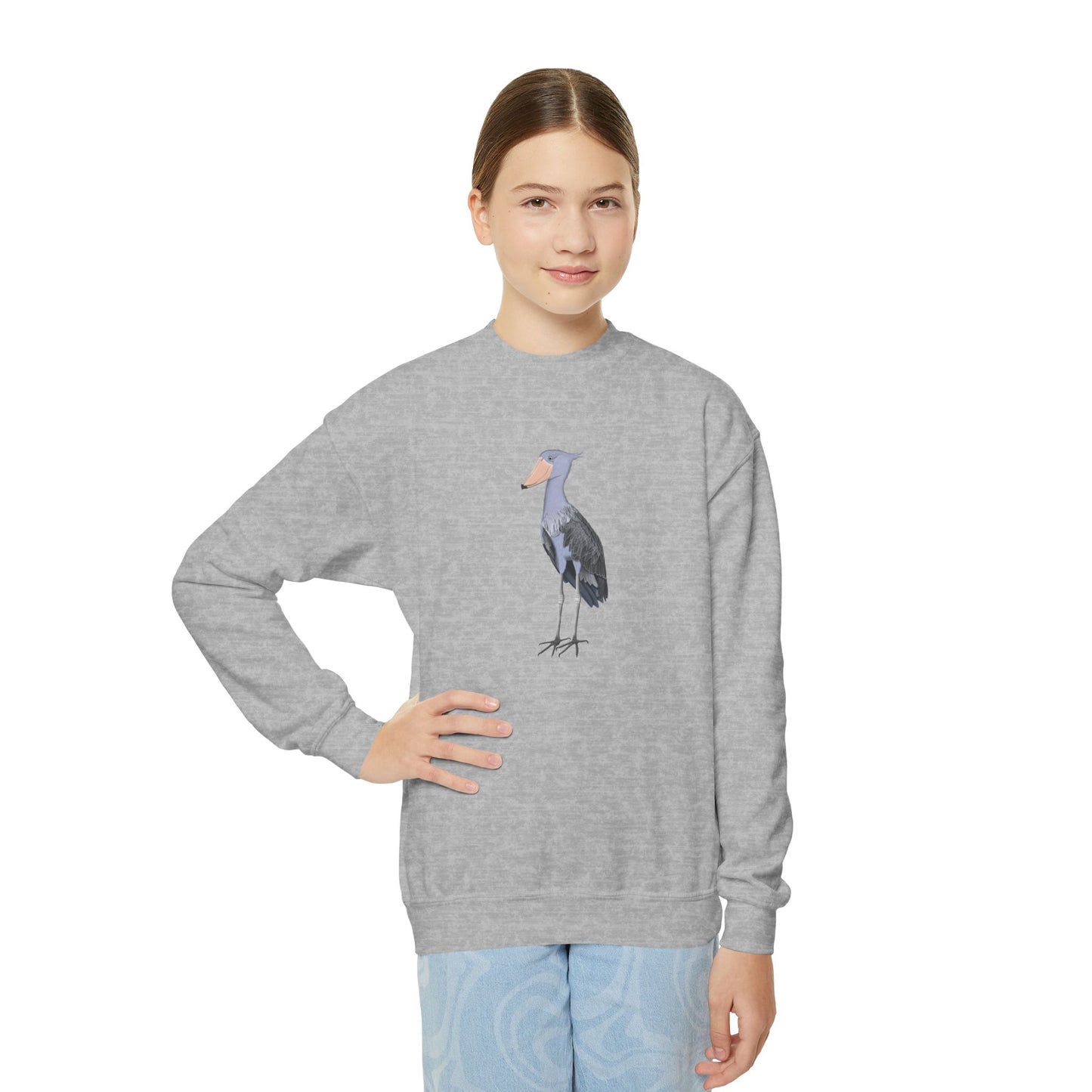 Shoebill Bird Birdwatching Youth Crewneck Sweatshirt