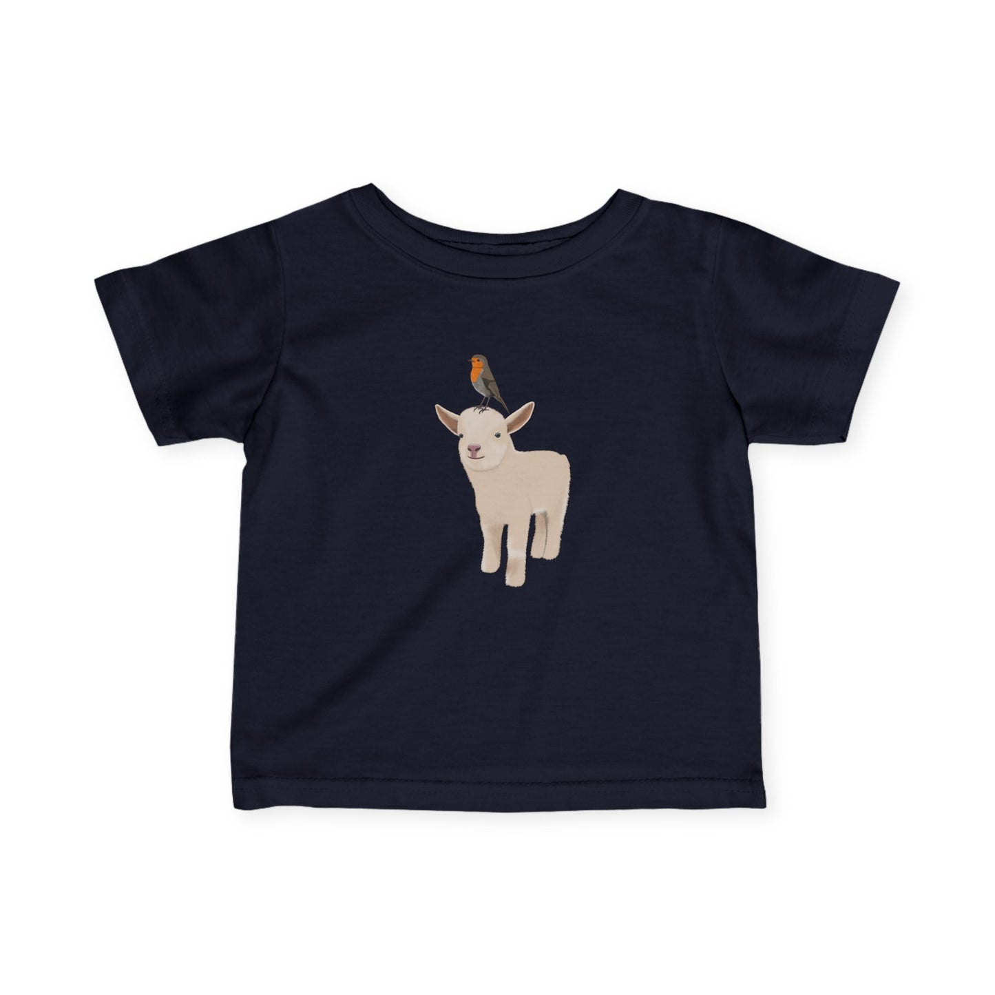 Rotkehlchen Baby T-Shirt mit fashion Hintergrund