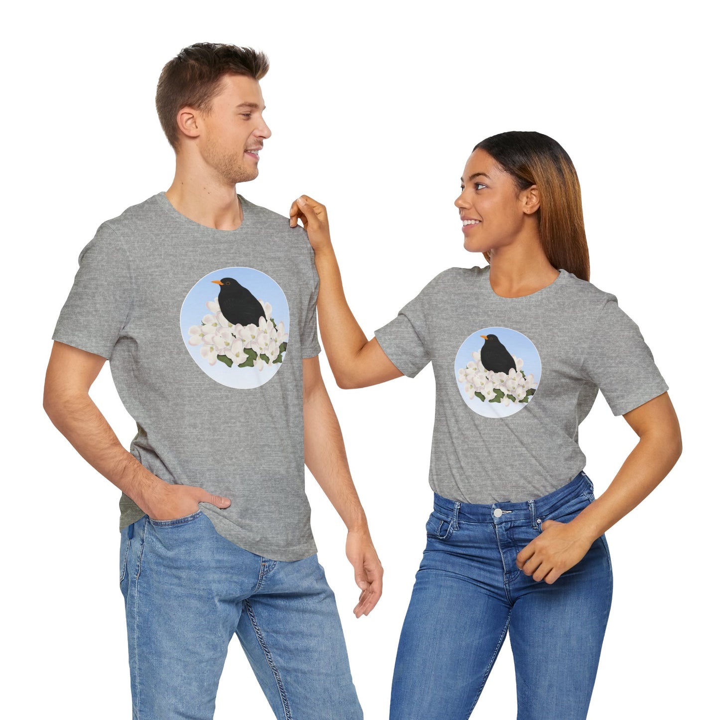 Blackbird and Spring Apple Blossoms Bird T-Shirt