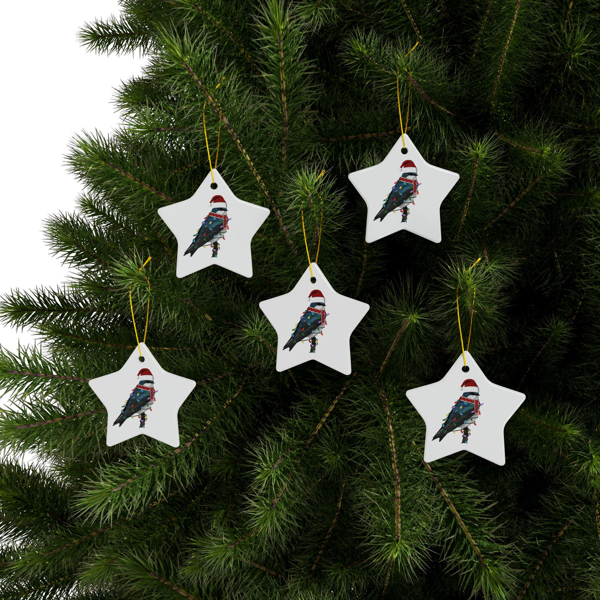 Tree Swallow as Santa Ceramic Bird Christmas Ornament | Durable Double-Sided Bird Lover Decor