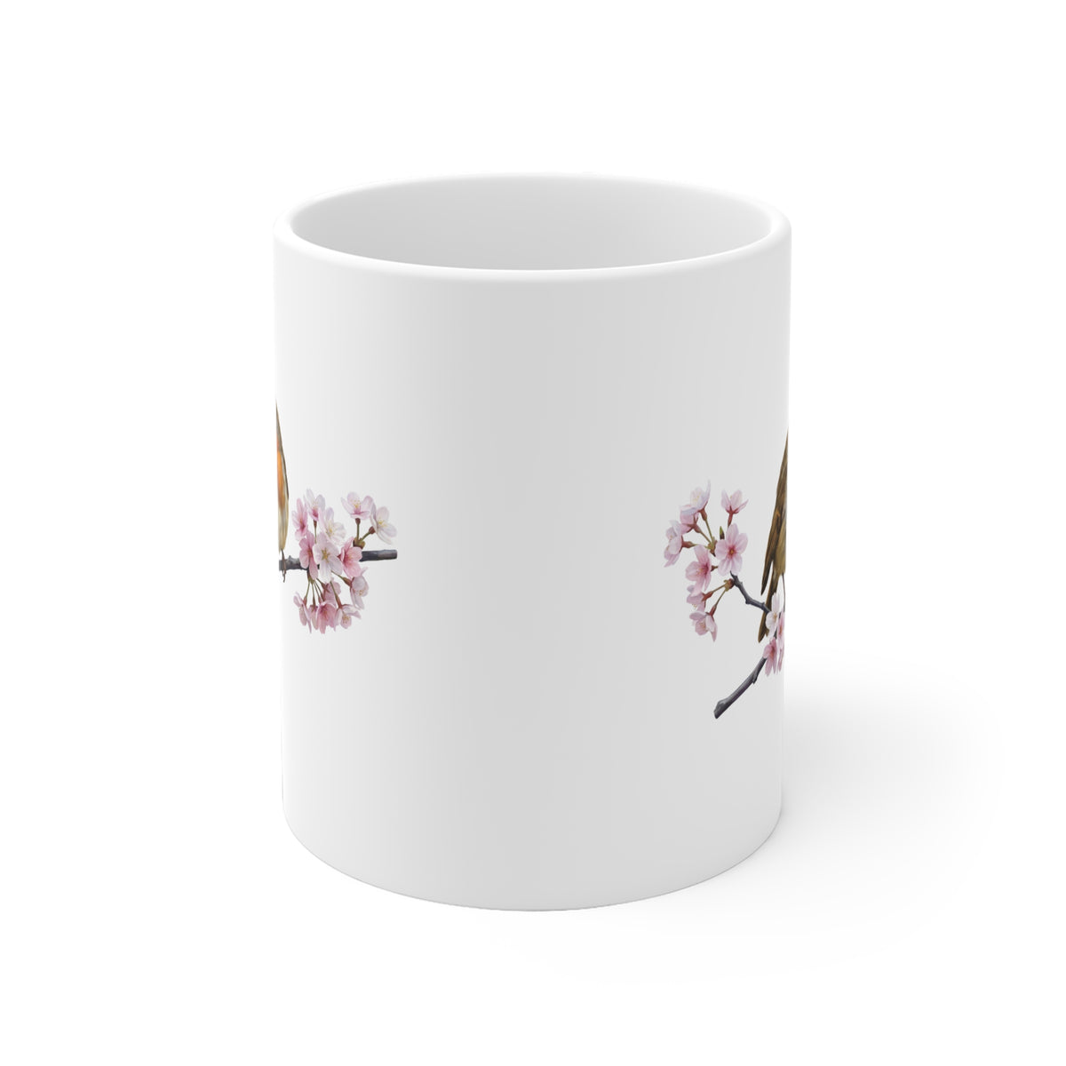 Rotkehlchen Tasse – mit Kirschblüten - Oster-Geschenk für Vogelfreunde Frühlingsdesign