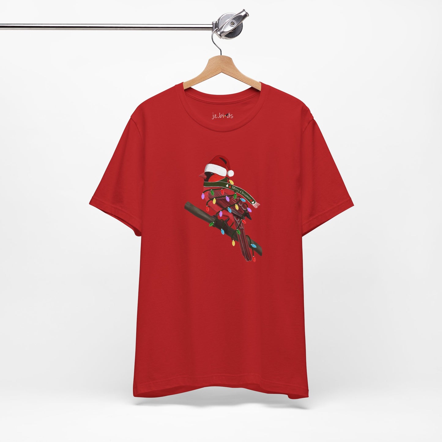 Cardinal with Fairy Lights Christmas Bird T-Shirt