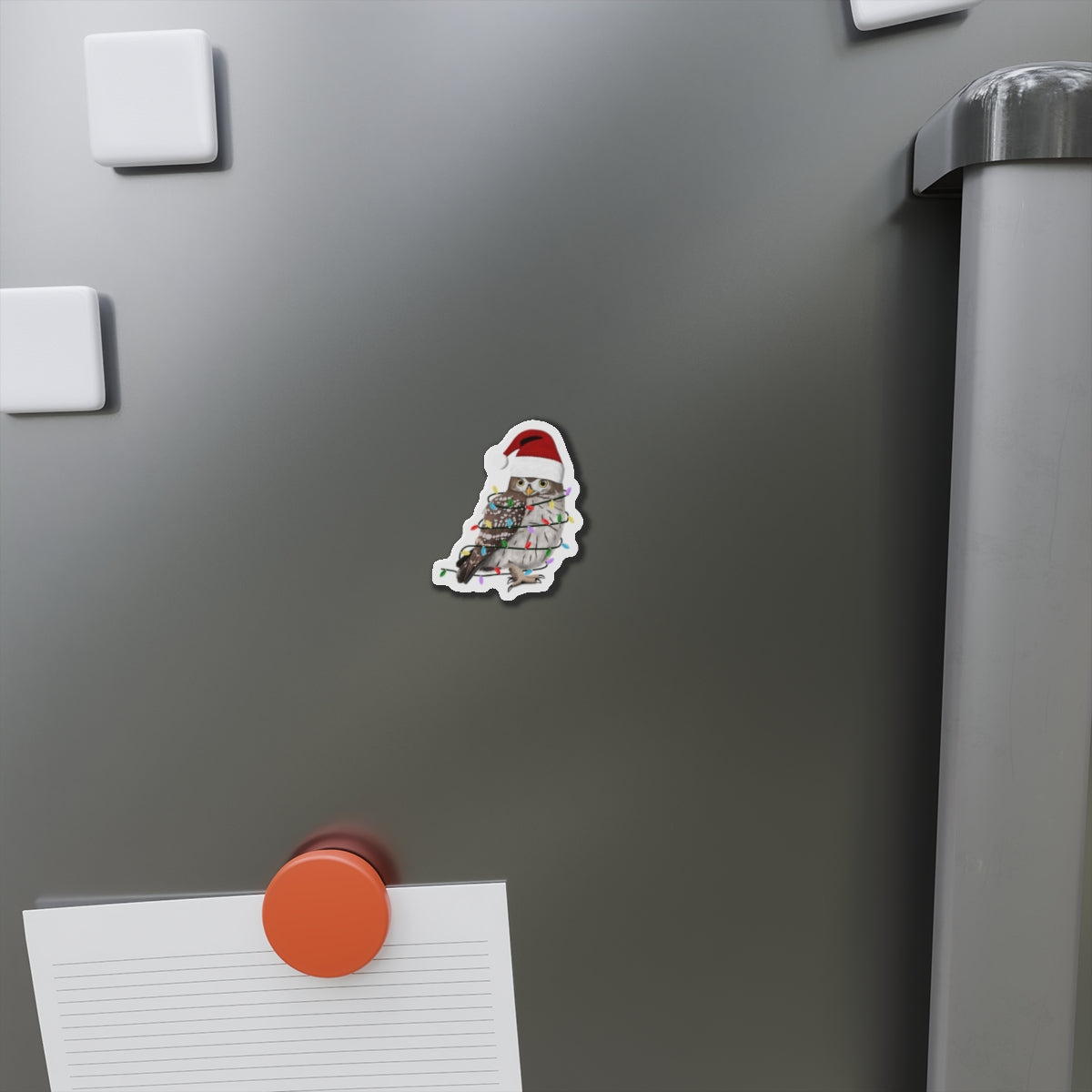 Owl with Fairy Lights and Scarf Christmas Bird Magnet