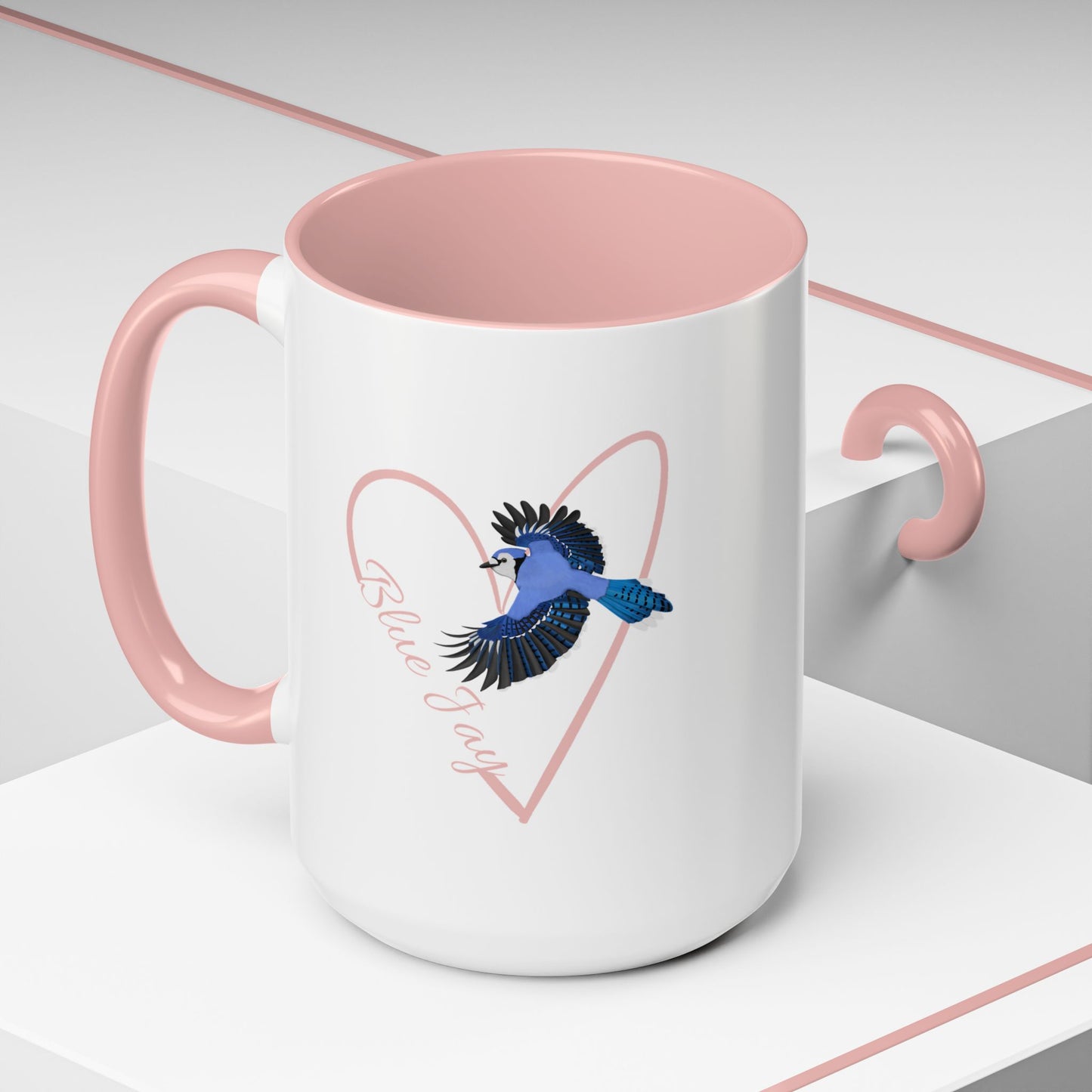 Blue Jay Mug Bird with Heart for Bird Lovers