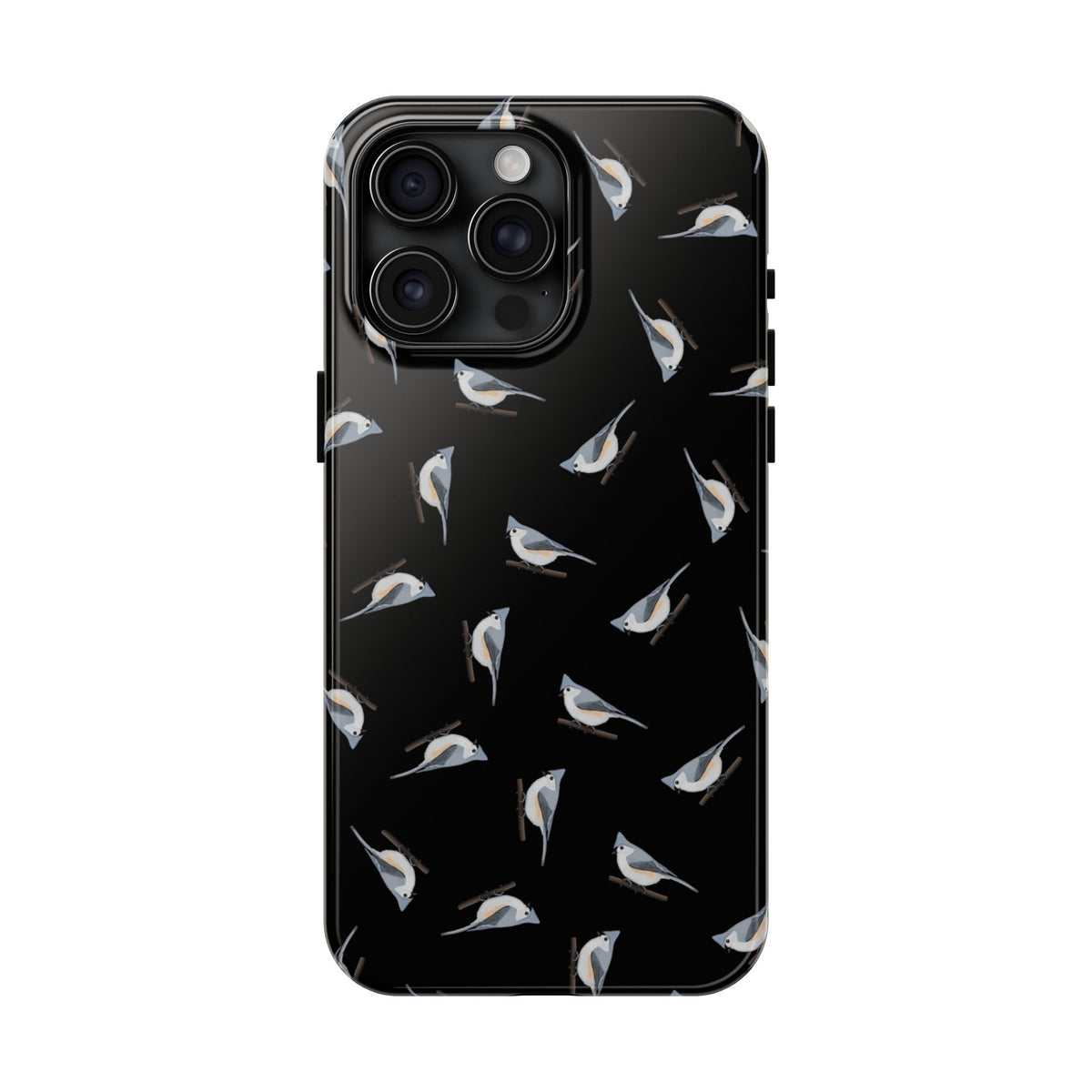 Tufted Titmouse iPhone Case Black – Premium Tough Phone Cover for Bird Lovers