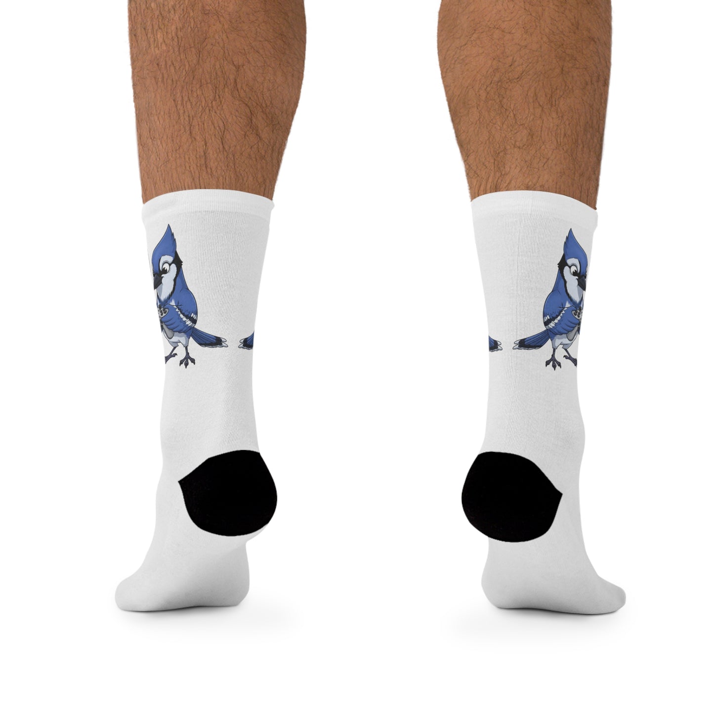 Blue Jay with Gaming Controller Video Games Bird Socks White One Size