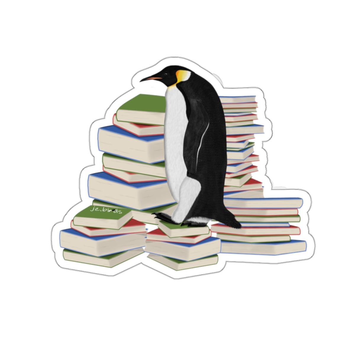 Penguin Bird and Books Birdlover Bookworm Sticker Paper products –