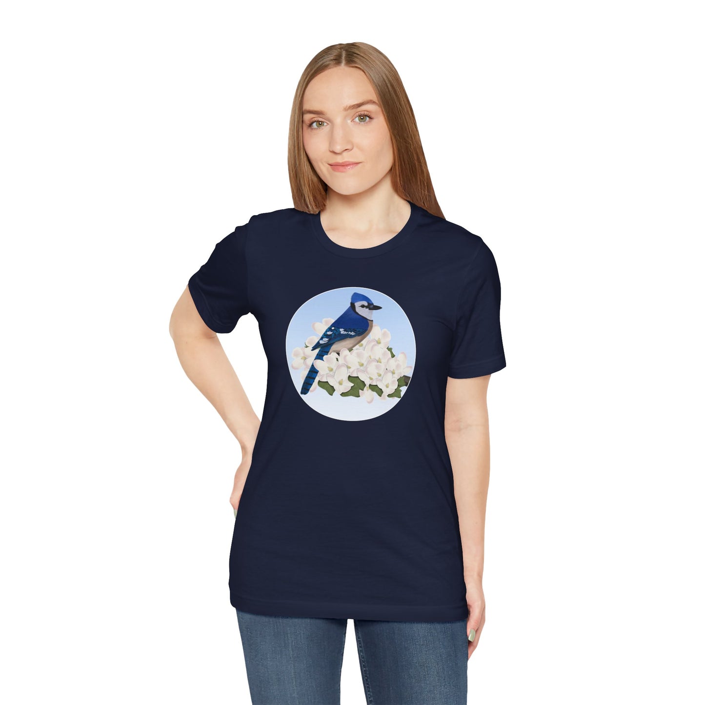 Blue Jay and Spring Apple Blossoms Bird T-Shirt
