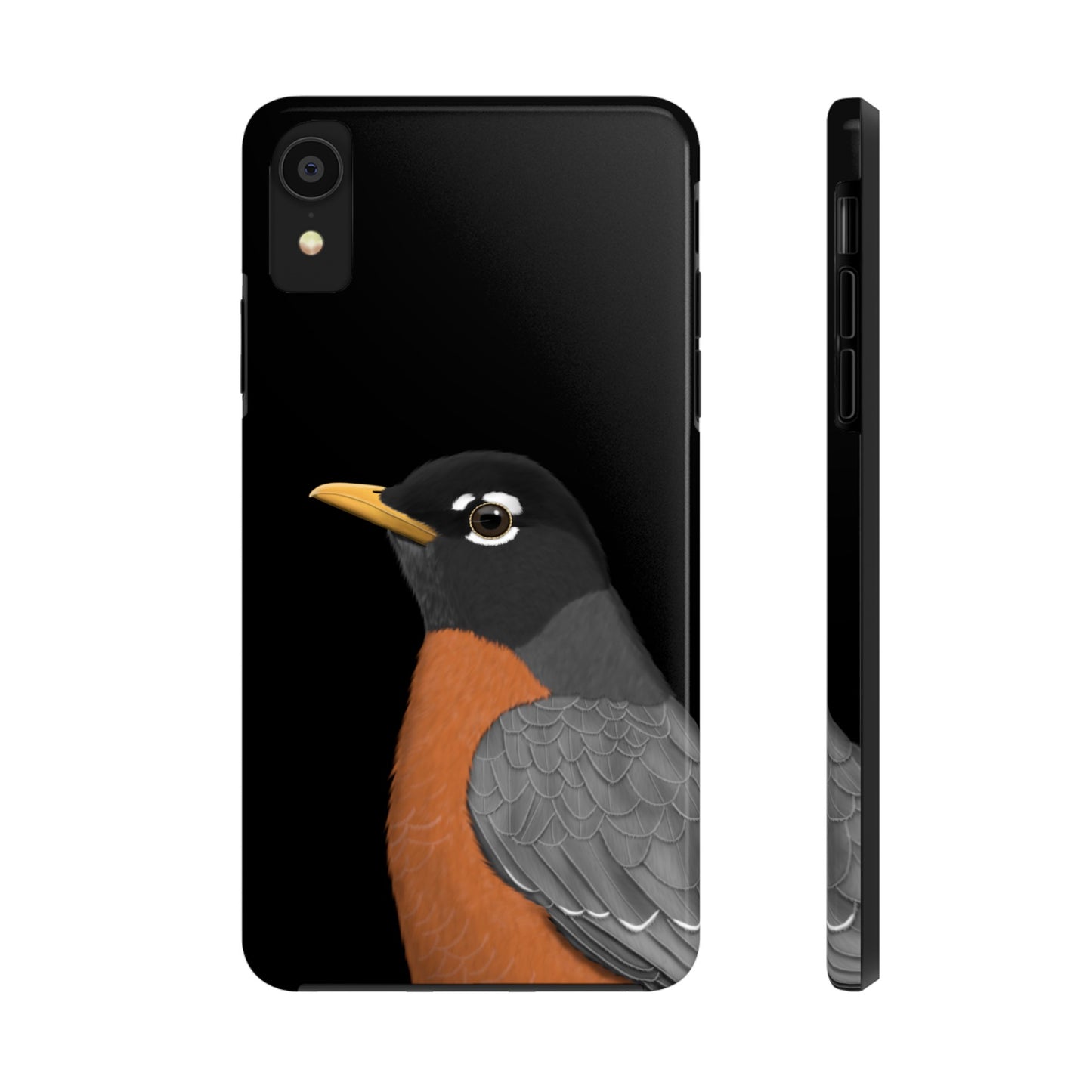 Robin Bird Art Tough Phone Case Black