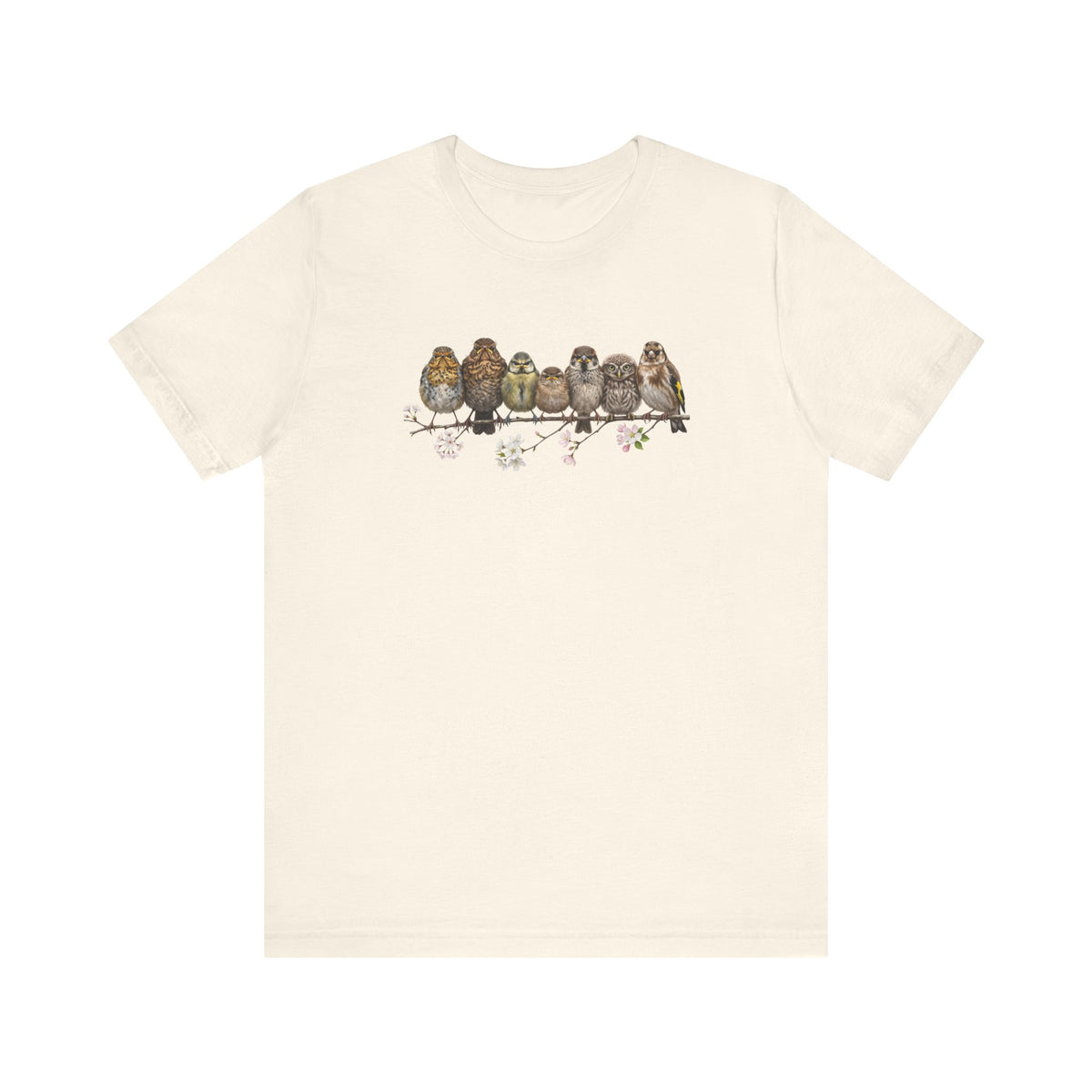 Rotkehlchen Amsel Blaumeise Jungvogel Premium T-Shirt | Frühlingsblüten Vogelmotiv für Vogelbeobachter
