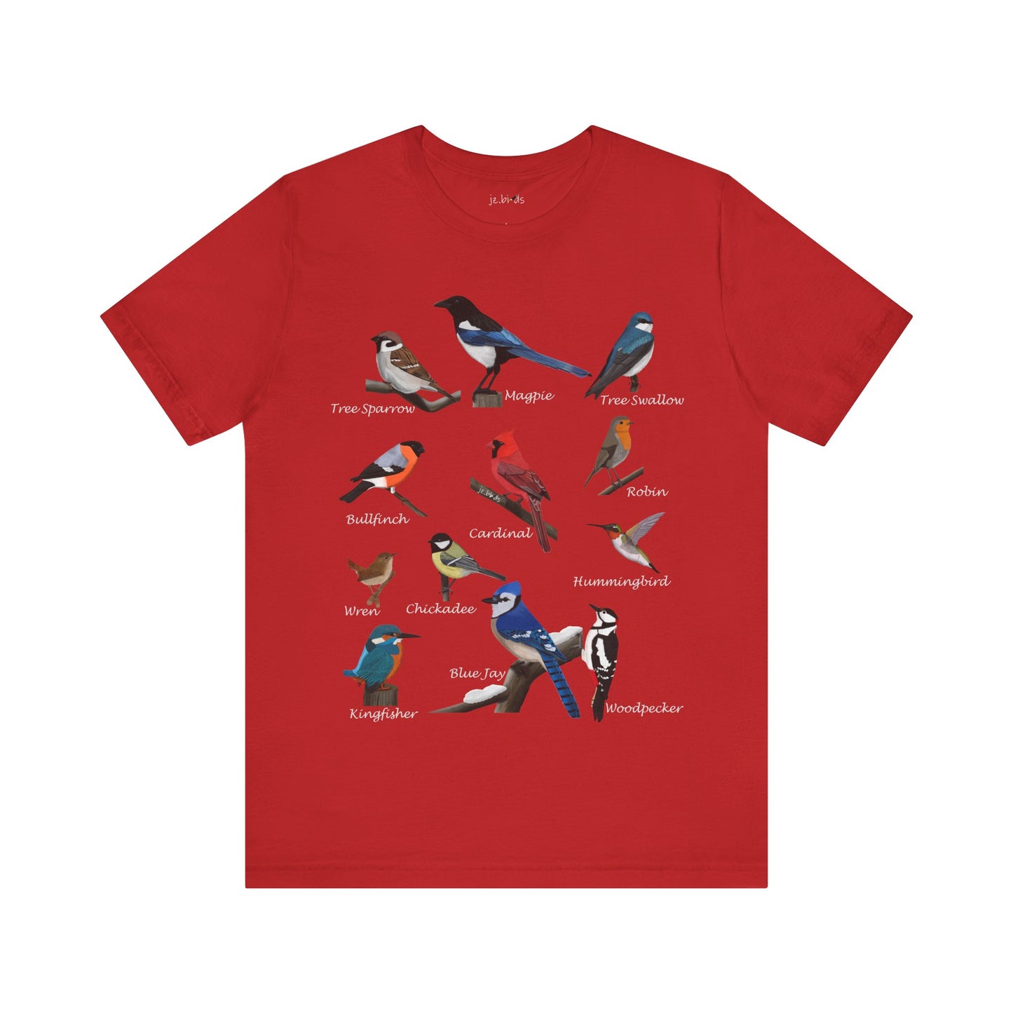 Garden Birds Blue Jay Cardinal Robin Chickadee Birding & Birdwatching Bird T-Shirt