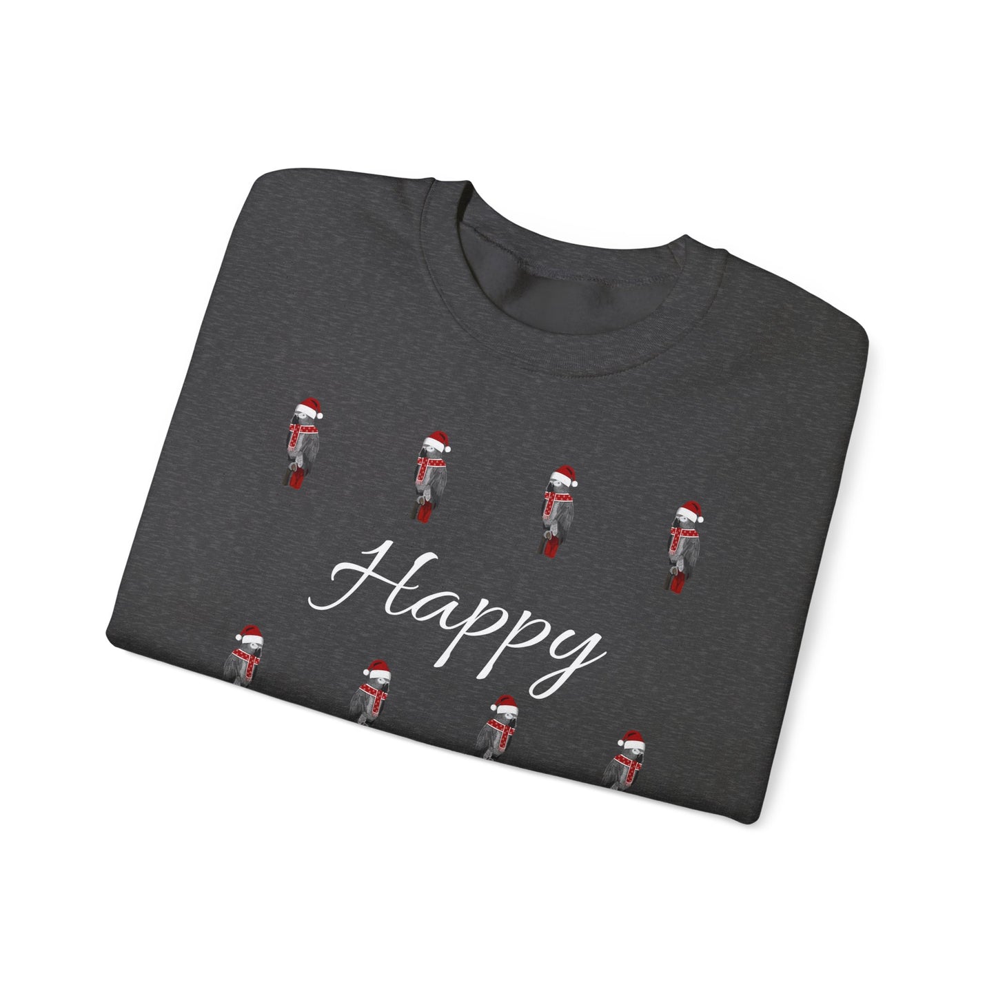 Grey Parrot as Santa with Hat and Scarf Happy Holidays Birdwatcher Christmas Bird Sweatshirt