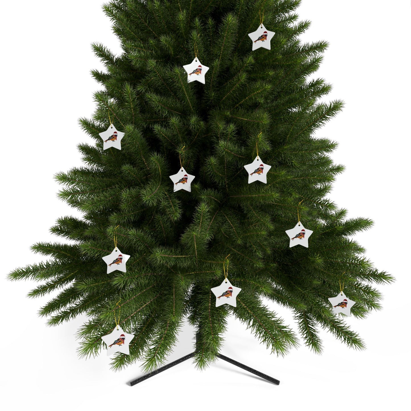 Baltimore Oriole as Santa Ceramic Bird Christmas Ornament | Durable Double-Sided Bird Lover Decor