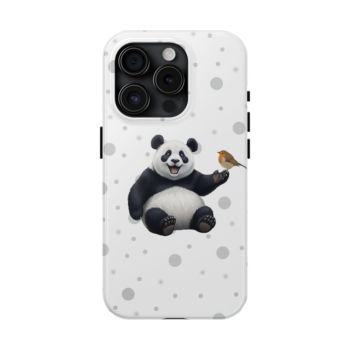 Cute Panda Bear with European Robin Animal iPhone Case - Dual-Layer PC/TPU Protective Cover for iPhone