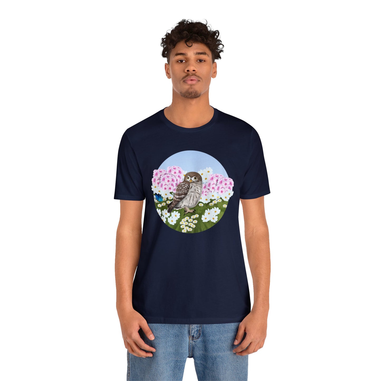 Little Owl and Summer Flowers Bird Tee