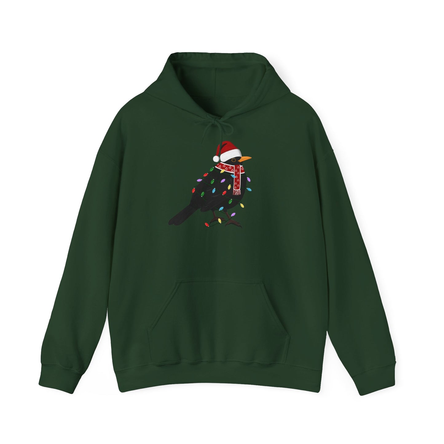 Amsel Weihnachts-Hoodie - Vogel als Weihnachtsmann mit Lichterkette Sweater