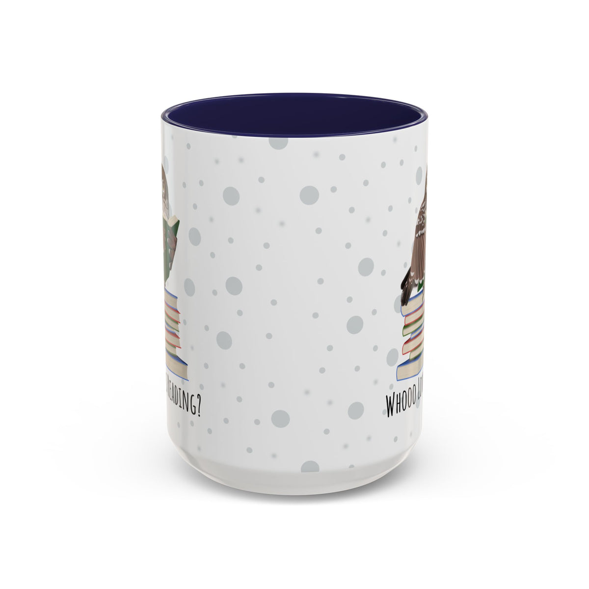 Whooo Loves Reading Owl Teacher Mug – Two-Tone Librarian & Book Lover Cup