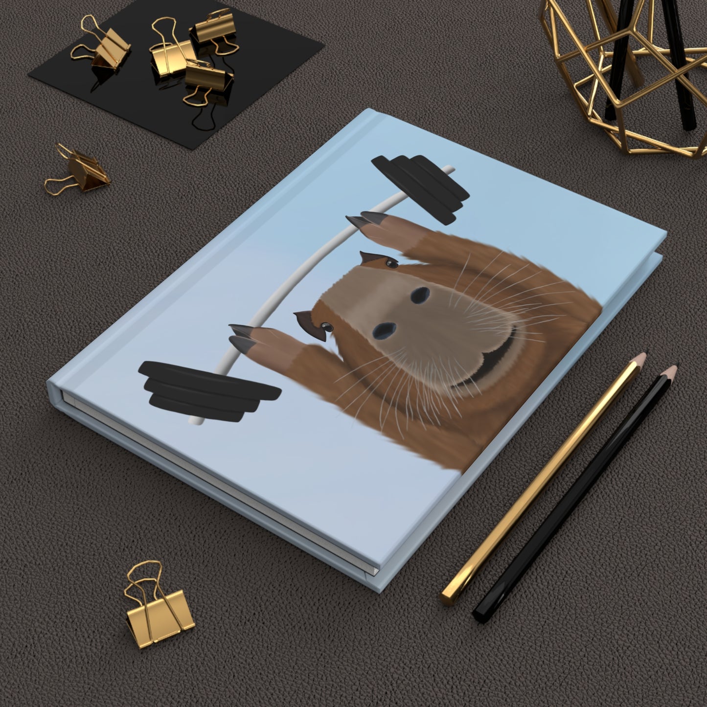 Capybara Weight Lifting Hardcover Journal 150 Pages A5 for Gym Enthusiasts