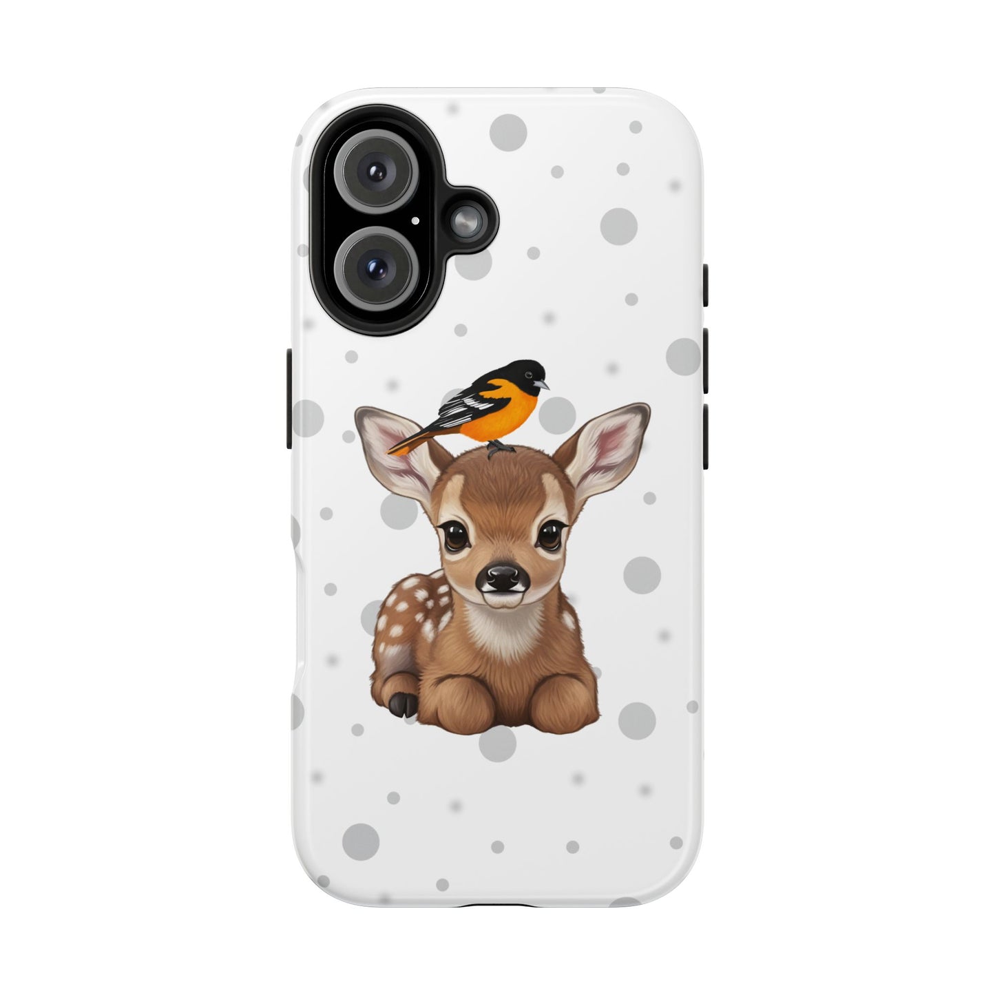 Cute Fawn with a Oriole Animal iPhone Case - Dual-Layer PC/TPU Protective Cover for iPhone