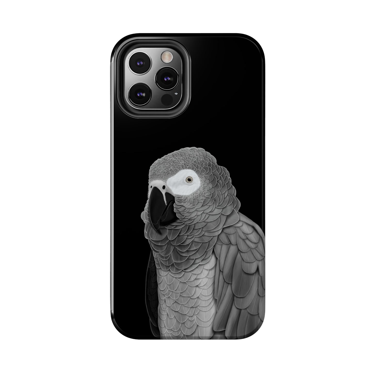 Grey Parrot Bird Art Tough Phone Case Black