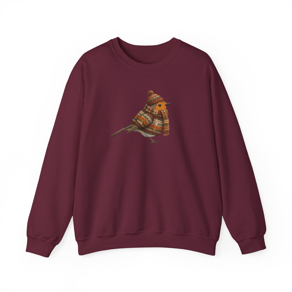 Robin Winter Sweatshirt | Bird Watcher Crewneck | Unisex Songbirds Wearing Knit Gift for Bird Lovers