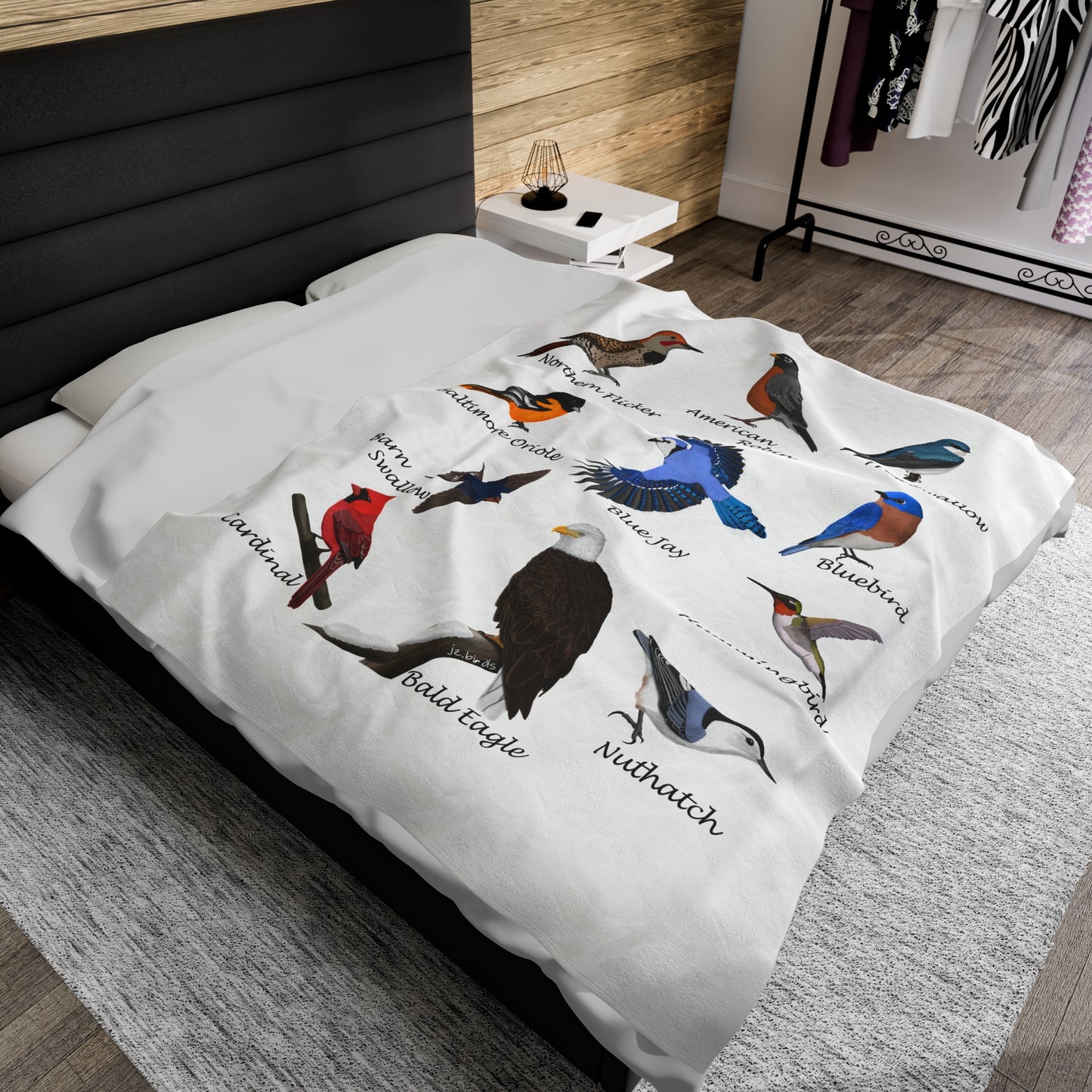 Hummingbird, Bluebird, Blue Jay, Cardinal and Robin Sofa Blankets – All Over Print AOP style