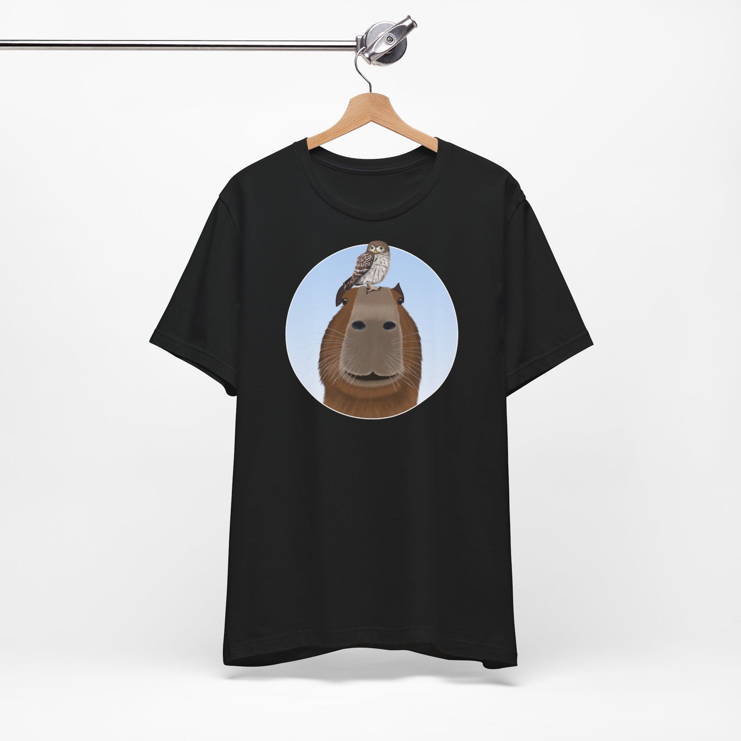Capybara mit Eule Lustiges Vogel T-Shirt
