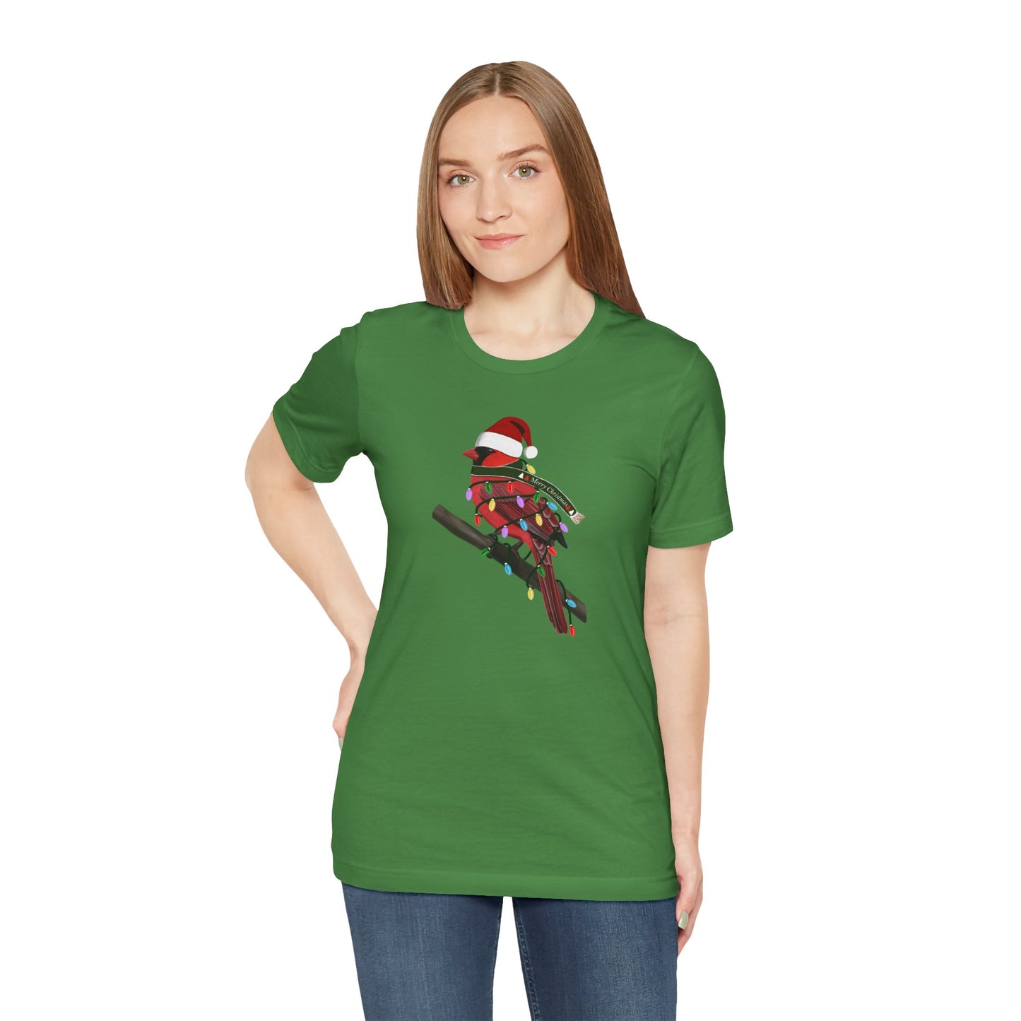 Cardinal with Fairy Lights Christmas Bird T-Shirt