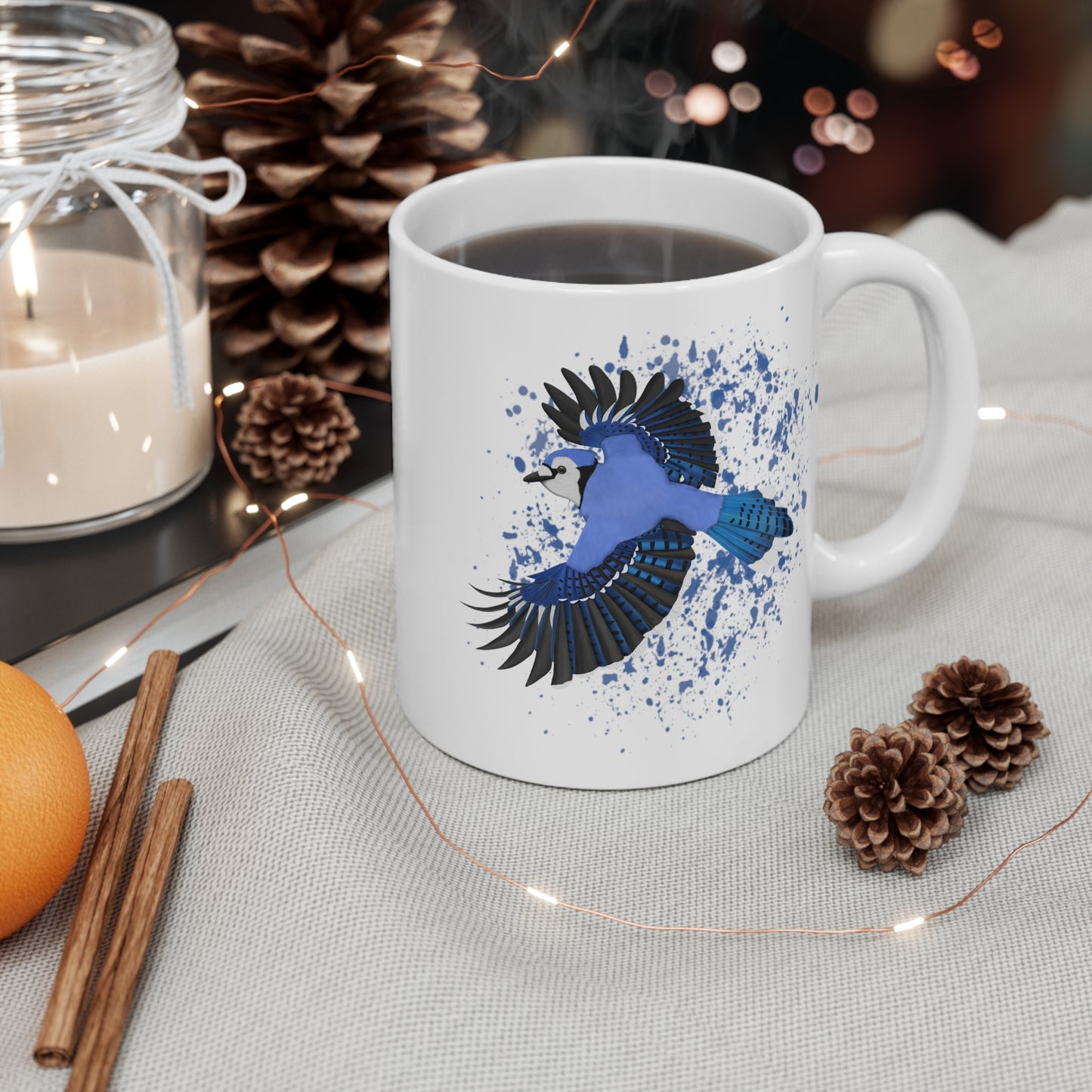 Blue Jay Birdwatcher Bird Ceramic Mug 11oz White