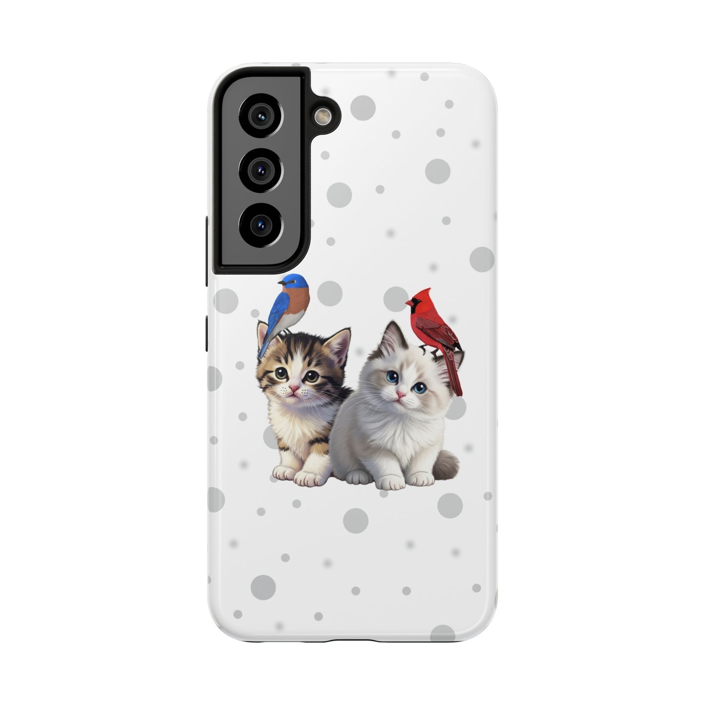 Cute Kitten with Cardinal and Bluebird Animal iPhone Case - Dual-Layer PC/TPU Protective Cover for iPhone