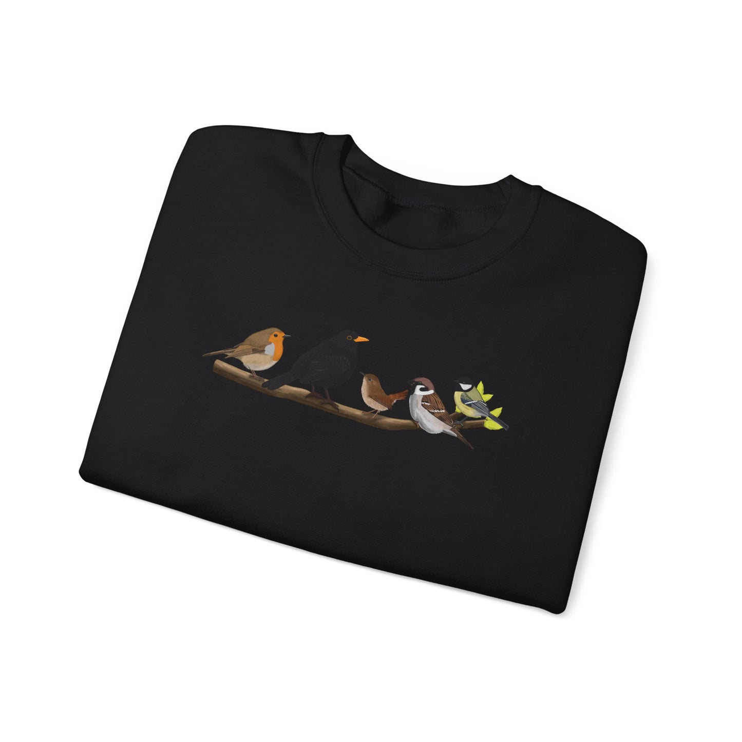 Vögel auf einem Ast Vogel Sweatshirt Amsel Rotkehlchen Kohlmeise Zaunkönig Spatz