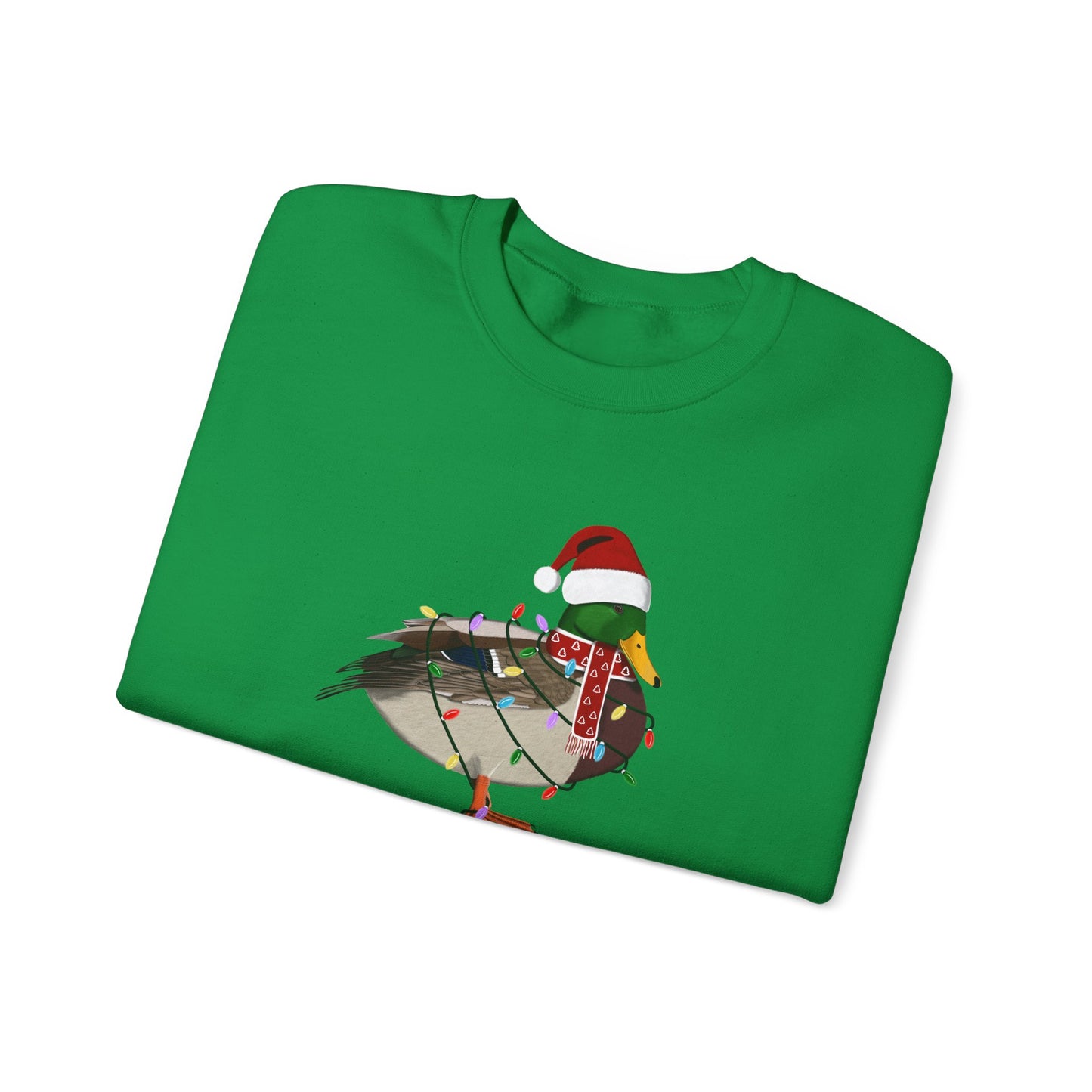 Mallard with Fairy Lights as Santa Happy Holidays Birdwatcher Christmas Bird Sweatshirt