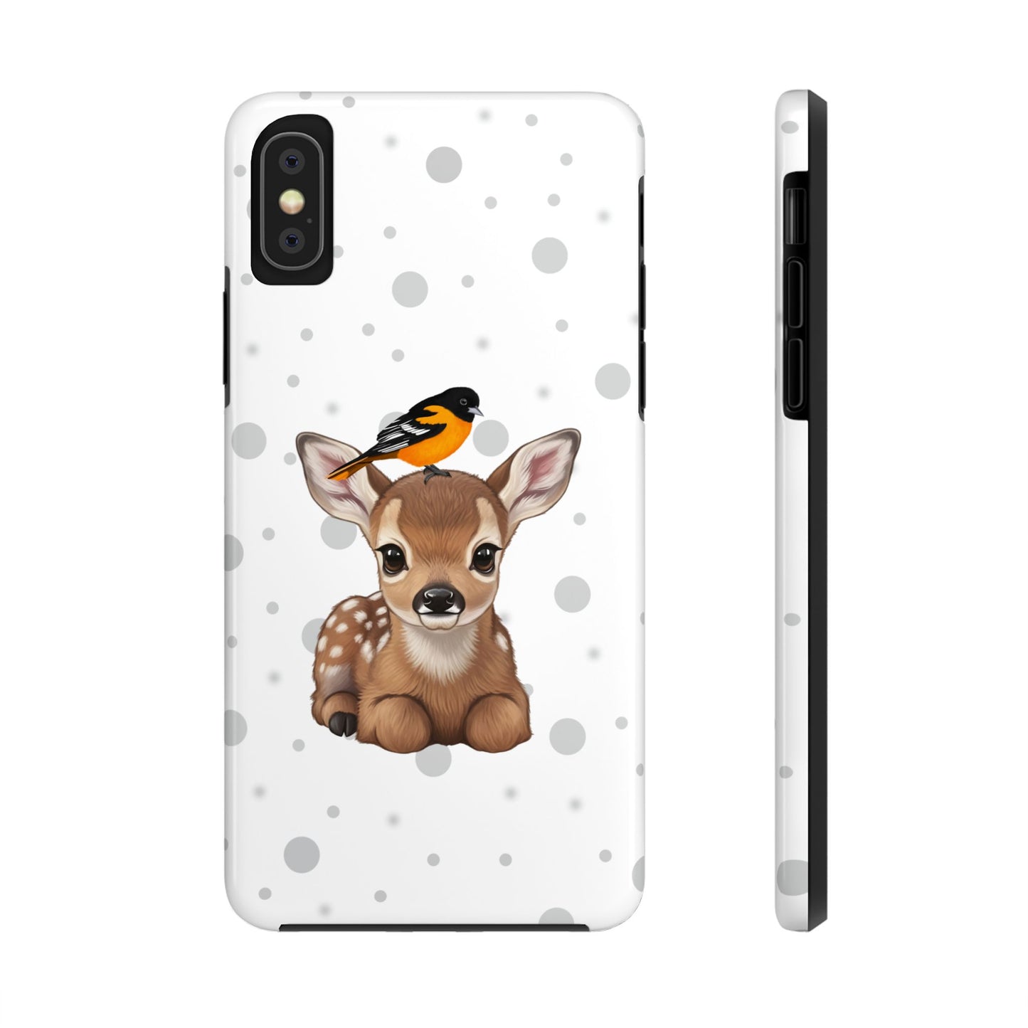 Cute Fawn with a Oriole Animal iPhone Case - Dual-Layer PC/TPU Protective Cover for iPhone