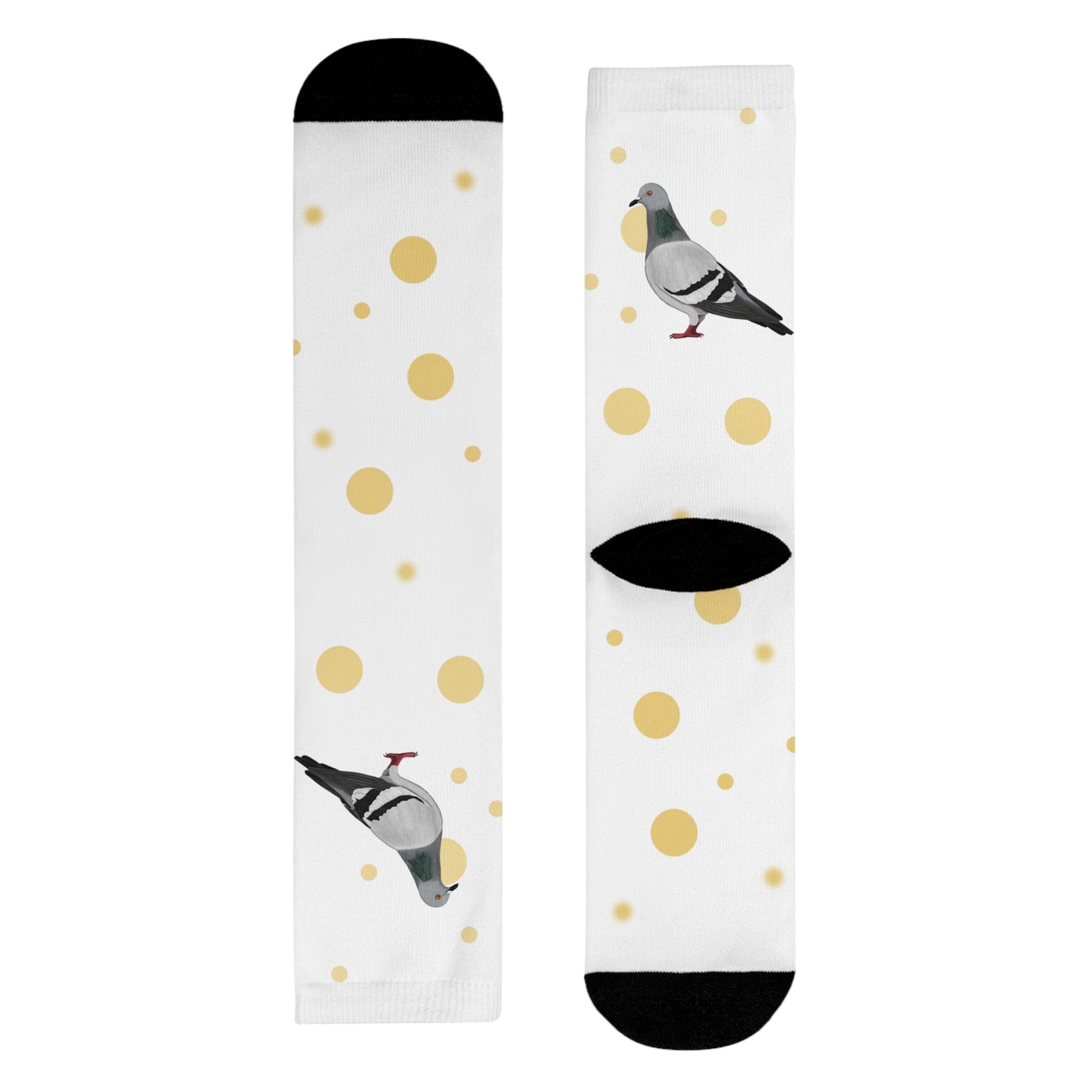 Taube Socken – Vogel mit Goldenen Punkten für Vogelfreunde & Vogelbeobachter Weiß