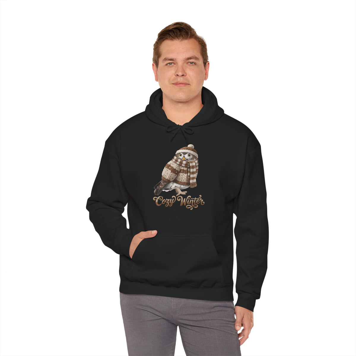 Hibou avec Bonnet Sweat à Capuche Cozy Winter | Hoodie Oiseau pour Ornithologues & Amoureux de la Nature