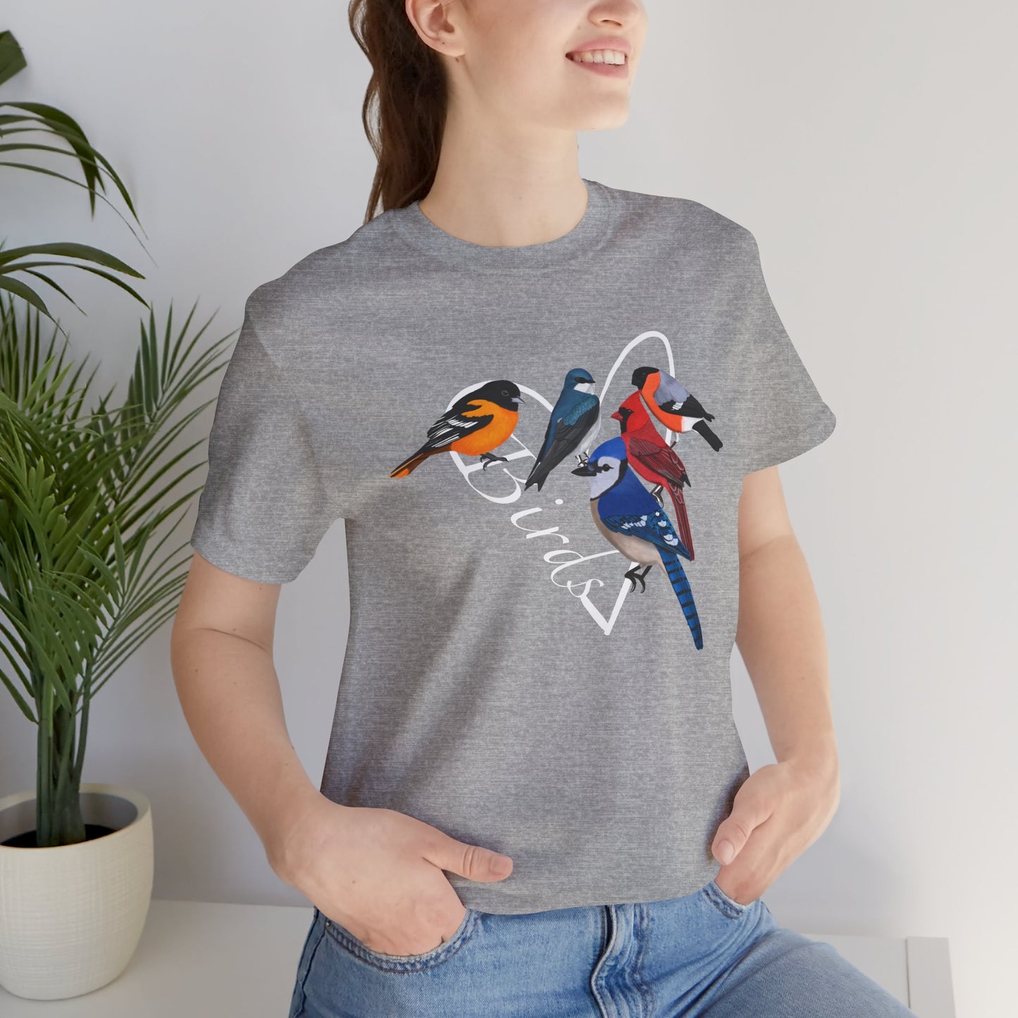 Blue Jay Cardinal Oriole Bullfinch Tree Swallow Heart Bird T-Shirt
