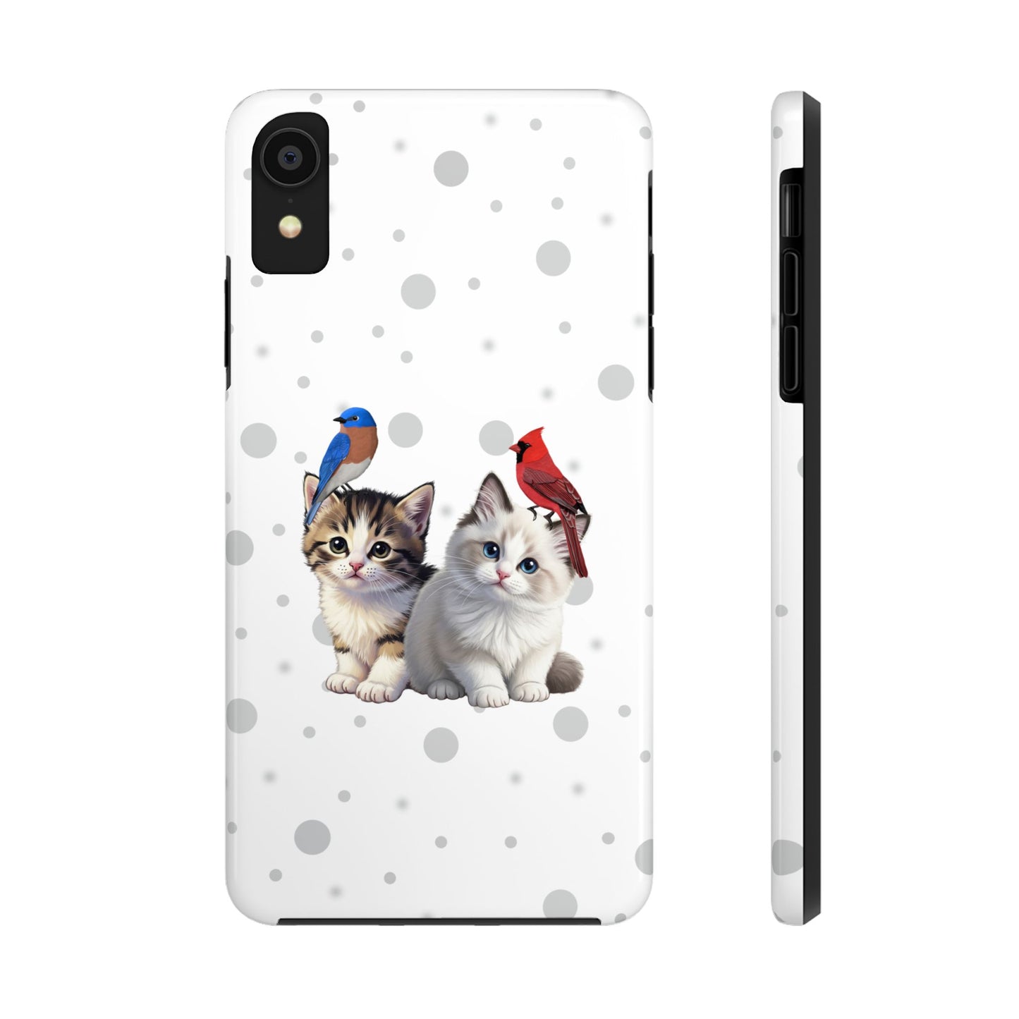 Cute Kitten with Cardinal and Bluebird Animal iPhone Case - Dual-Layer PC/TPU Protective Cover for iPhone