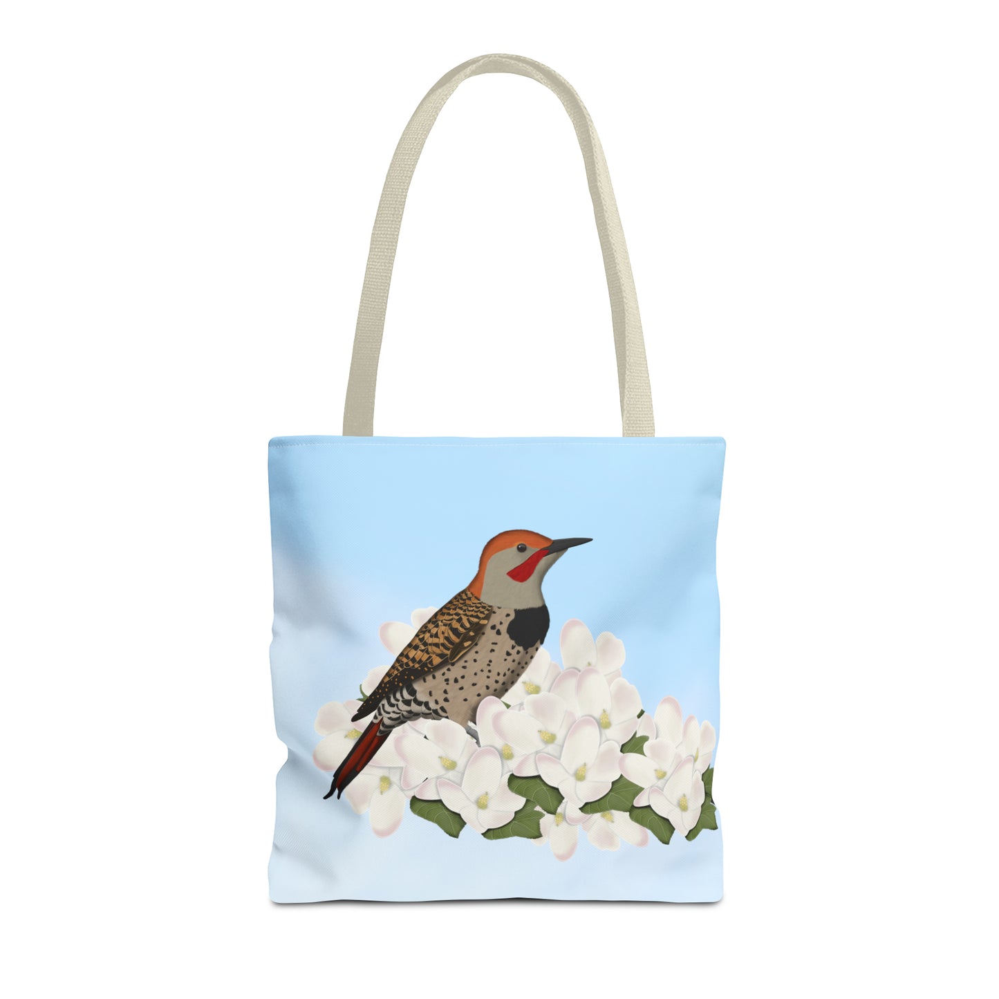 Northern Flicker in Spring Blossoms Bird Tote Bag 16"x16"