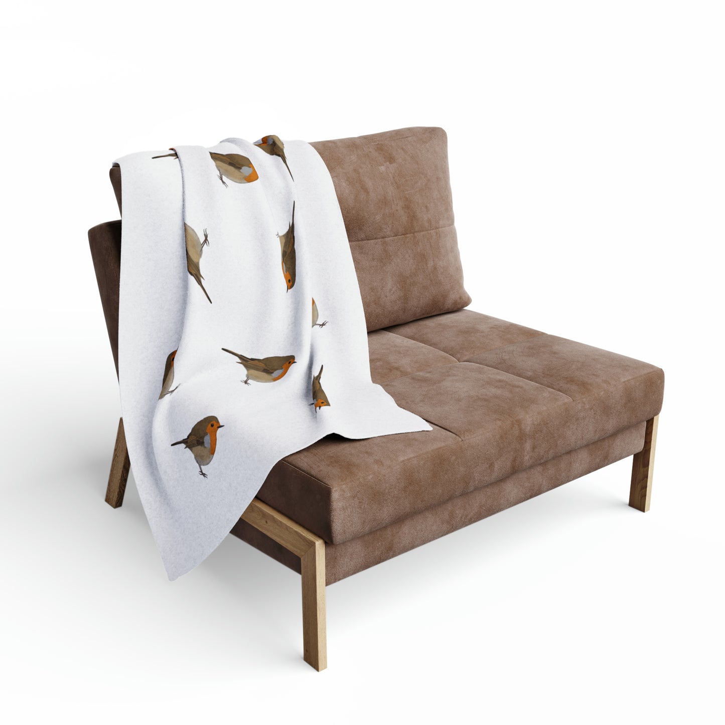Robin Bird Arctic Fleece Blanket White