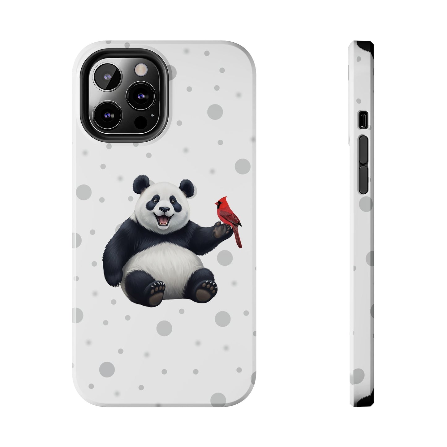 Cute Panda Bear with a Cardinal Animal iPhone Case - Dual-Layer PC/TPU Protective Cover for iPhone