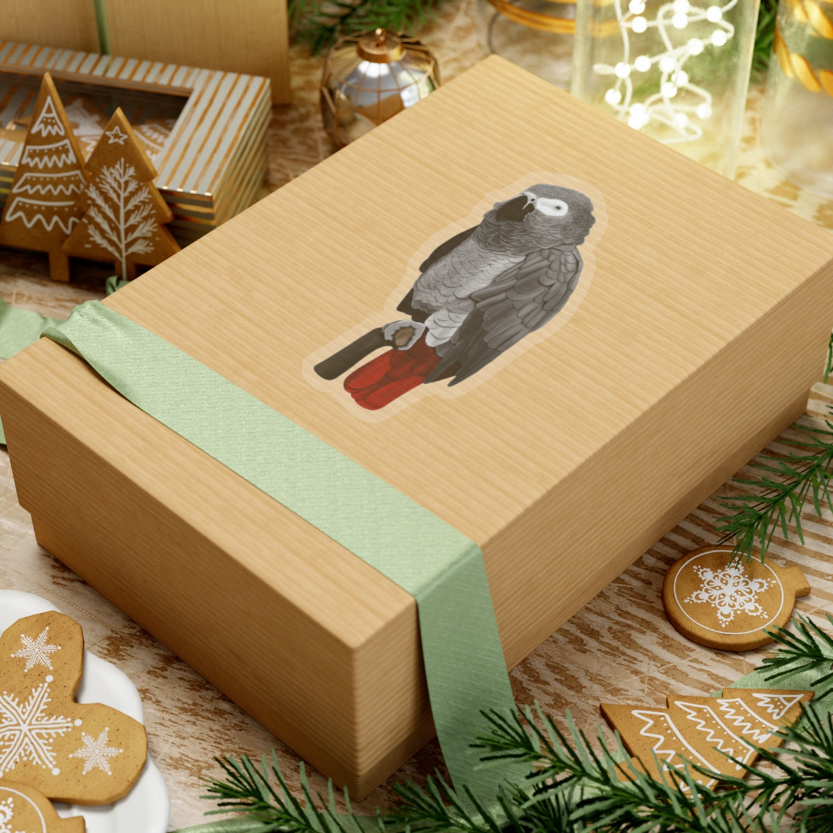 Grey Parrot Bird Kiss-Cut Sticker - jz.birds