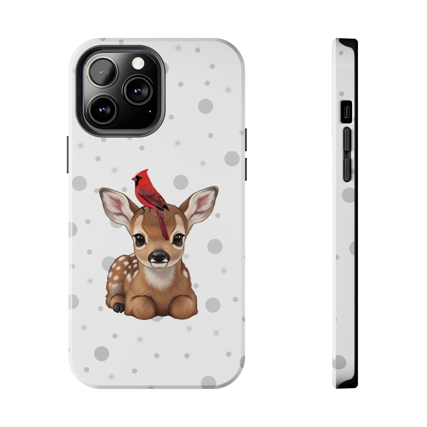 Cute Fawn with a Cardinal Animal iPhone Case - Dual-Layer PC/TPU Protective Cover for iPhone