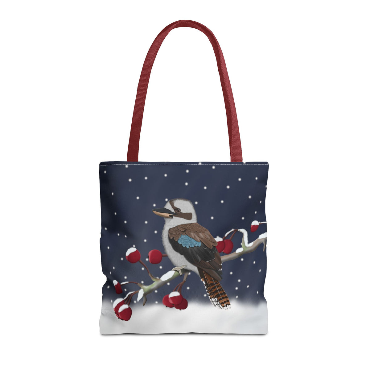 Kookaburra on a Winter Branch Christmas Bird Tote Bag 16"x16" Bags – Accessories, All Over Print