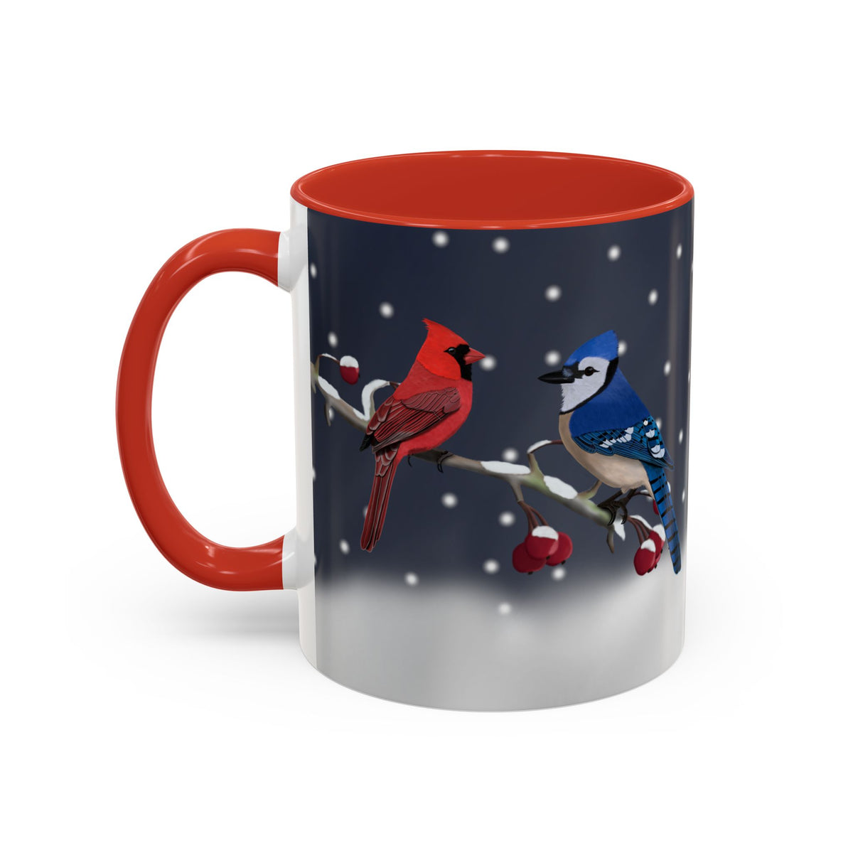 Blue Jay and Cardinal Bird Coffee Mug | Ceramic Christmas Gift for Bird Lovers