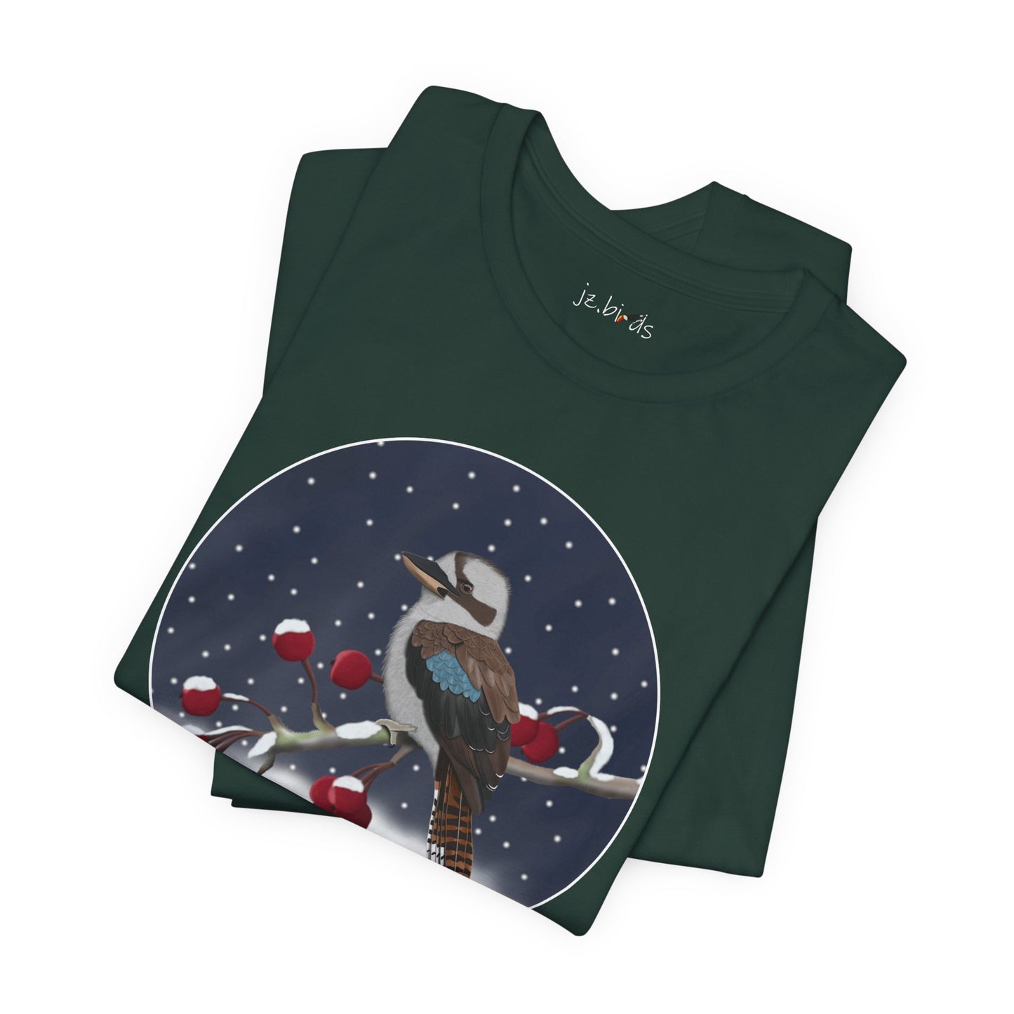 Kookaburra on a Winter Branch Birdwatcher Christmas Bird T-Shirt